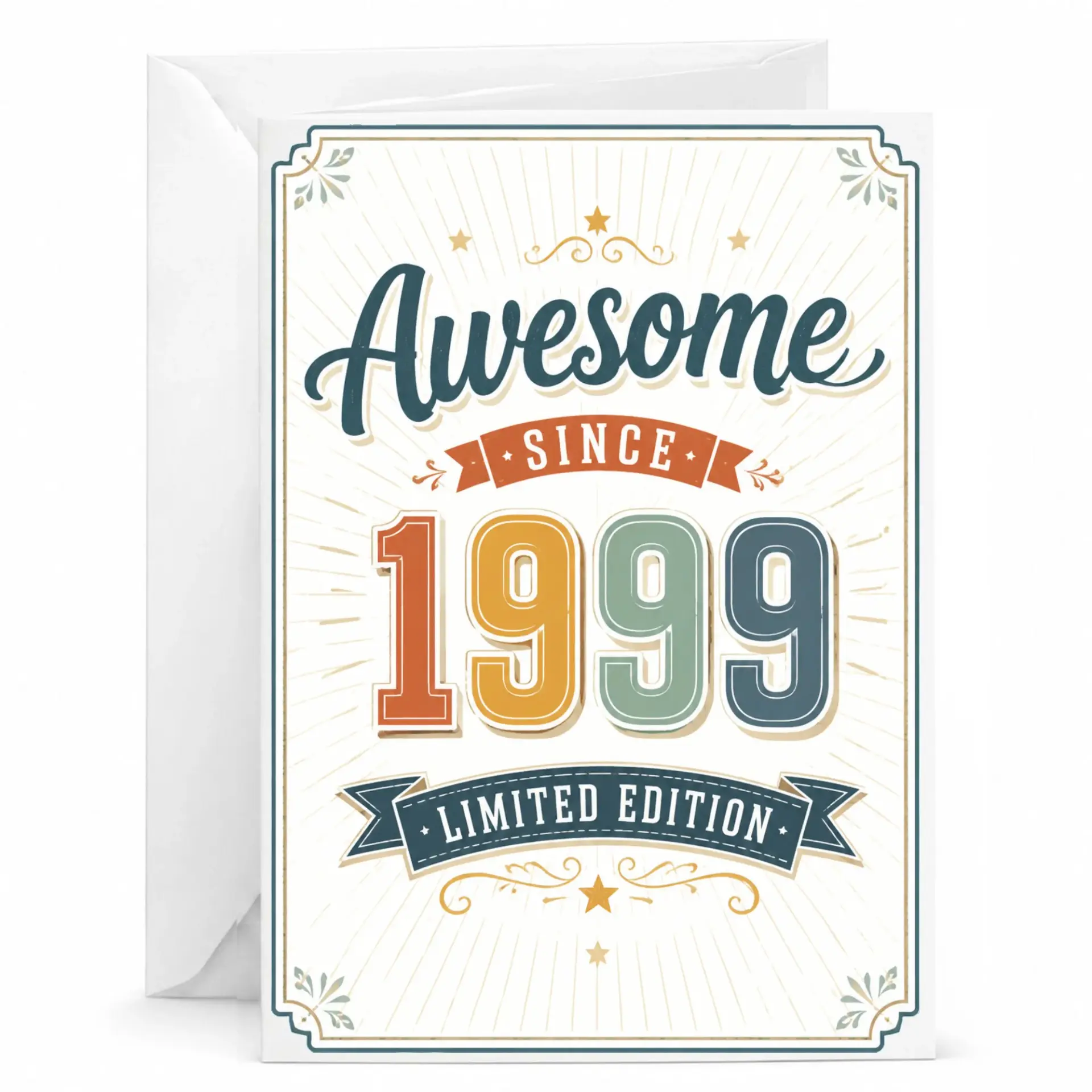 Birthday Card Awesome Since 1999 Limited Edition Vintage Style Greeting Card for Friends and Family Members