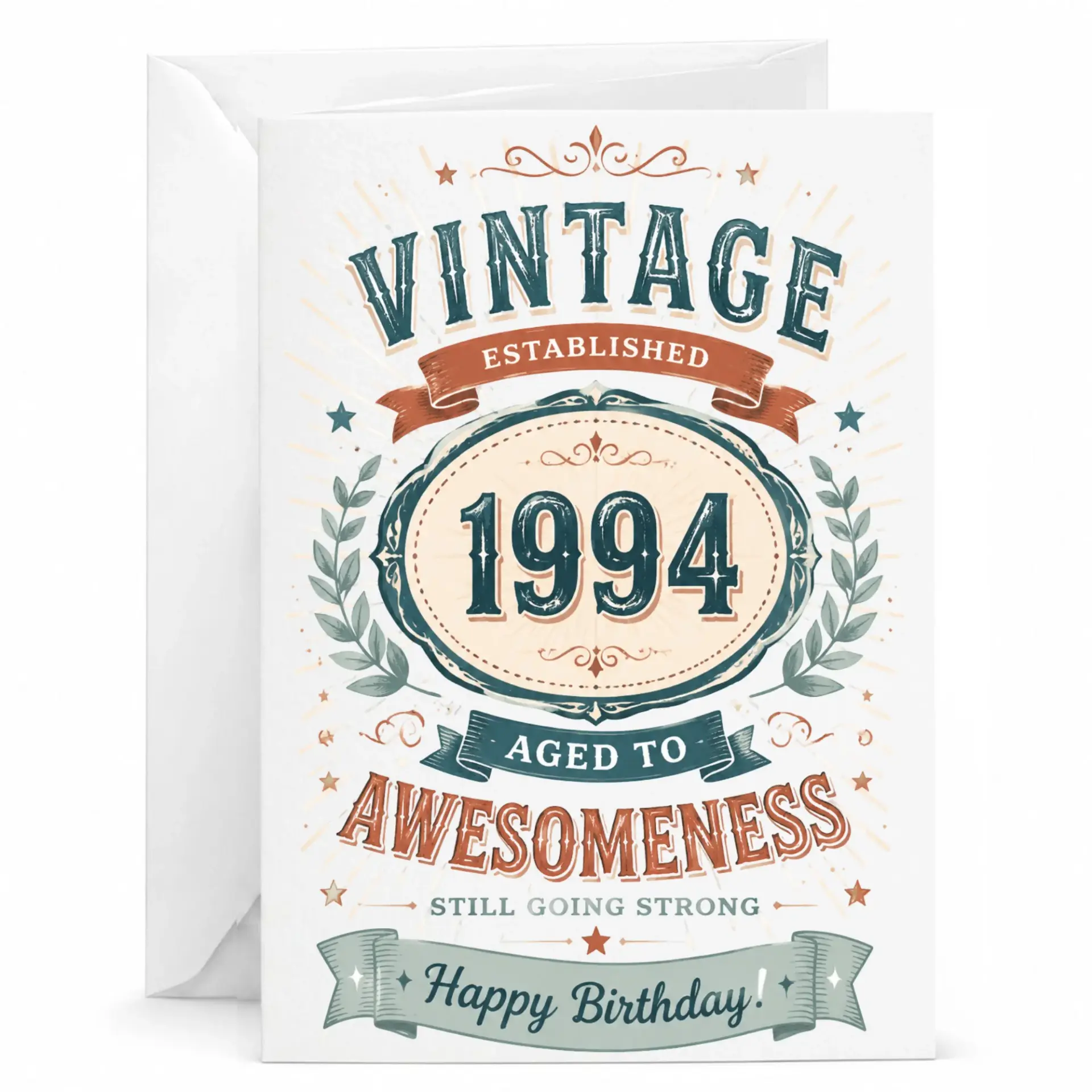 Birthday Card Vintage Established 1994 Aged to Awesomeness Funny Greeting Card for Milestone Birthday Celebration