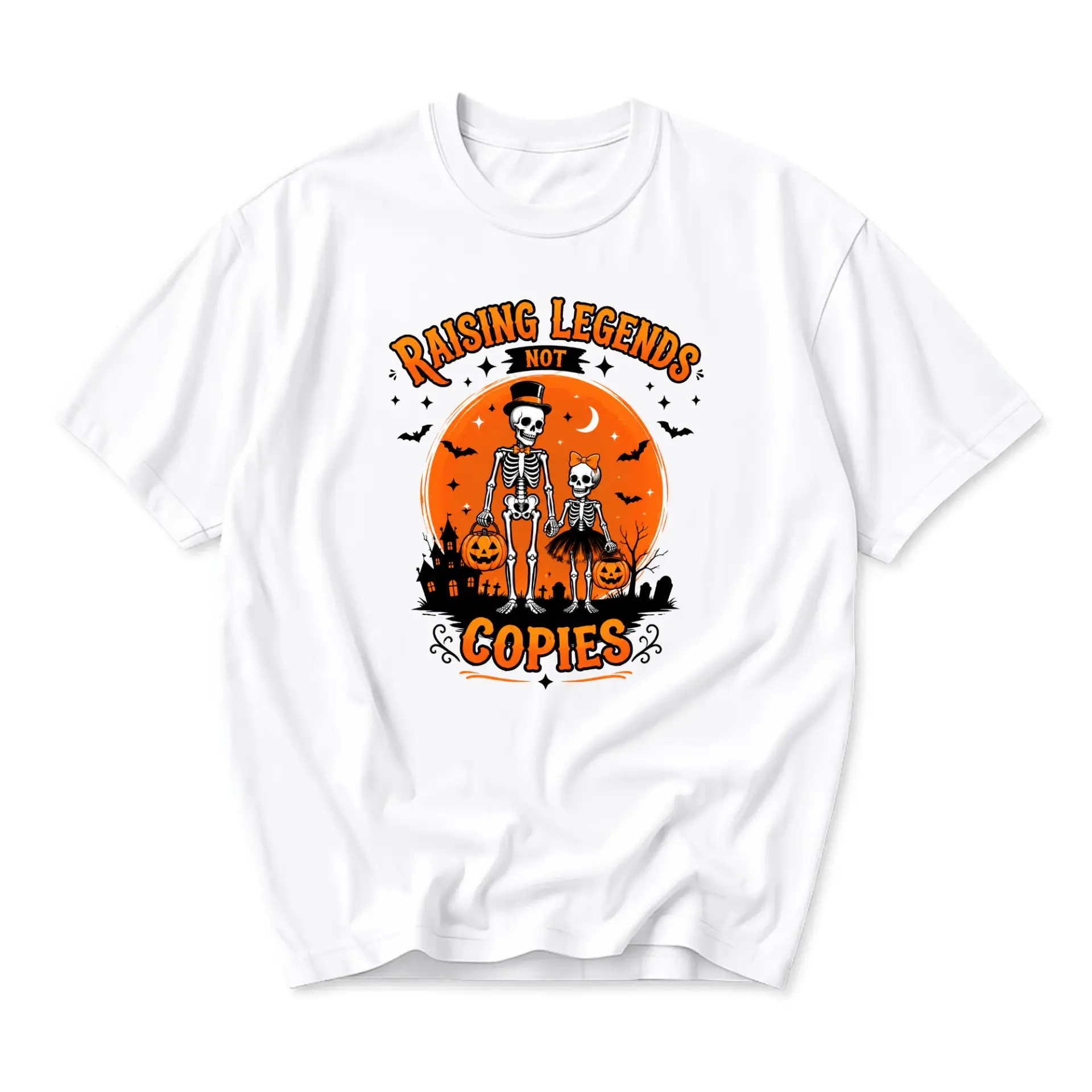 Funny Shirt Raising Legends Not Copies Skeleton Halloween Graphic Tee Unisex Casual Crew Neck Comfortable Cotton Top