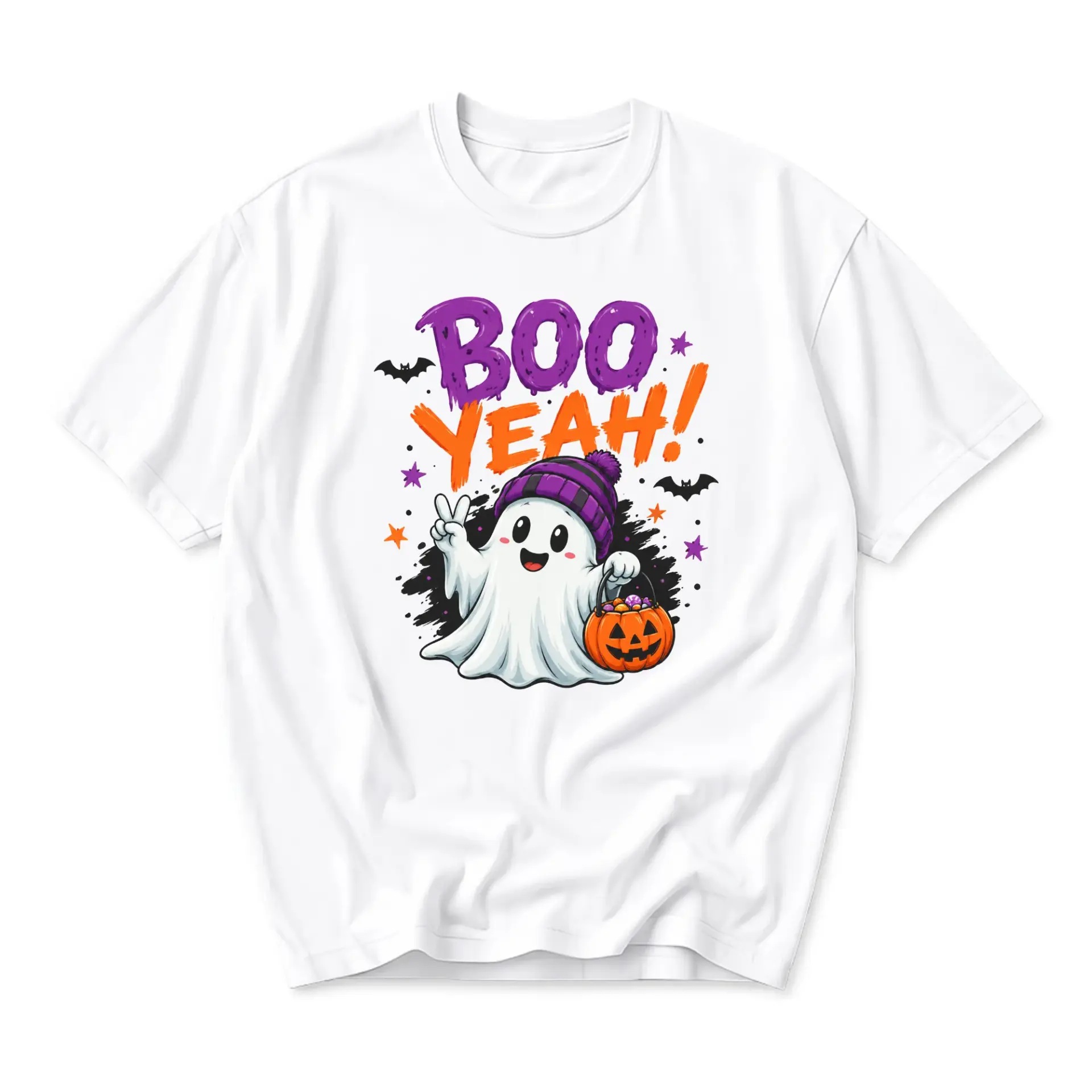 Funny Shirt Boo Yeah Halloween Ghost Graphic Tee Unisex Casual Apparel for Festive Seasonal Outfits and Party Wear