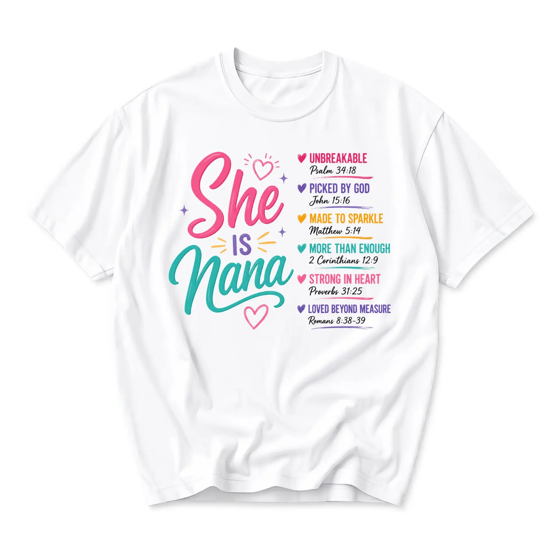 Graphic Tee Nana Inspirational Quote Shirt Religious Scripture Typography Casual Unisex Crew Neck T-Shirt Top