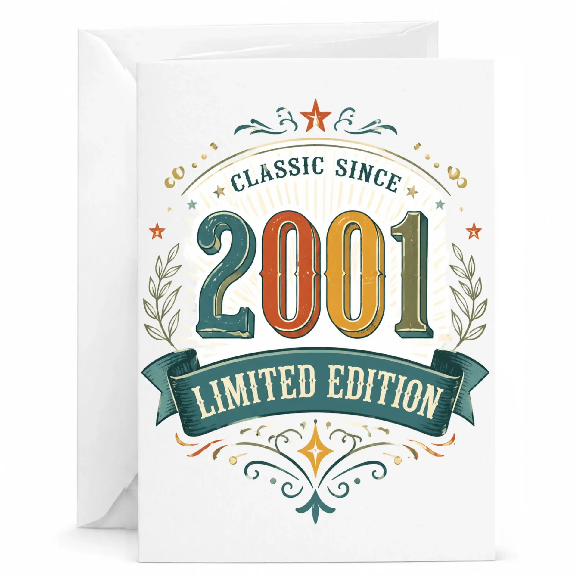 Birthday Card Classic Since 2001 Limited Edition Vintage Style Greeting Card for Milestone Year Celebration