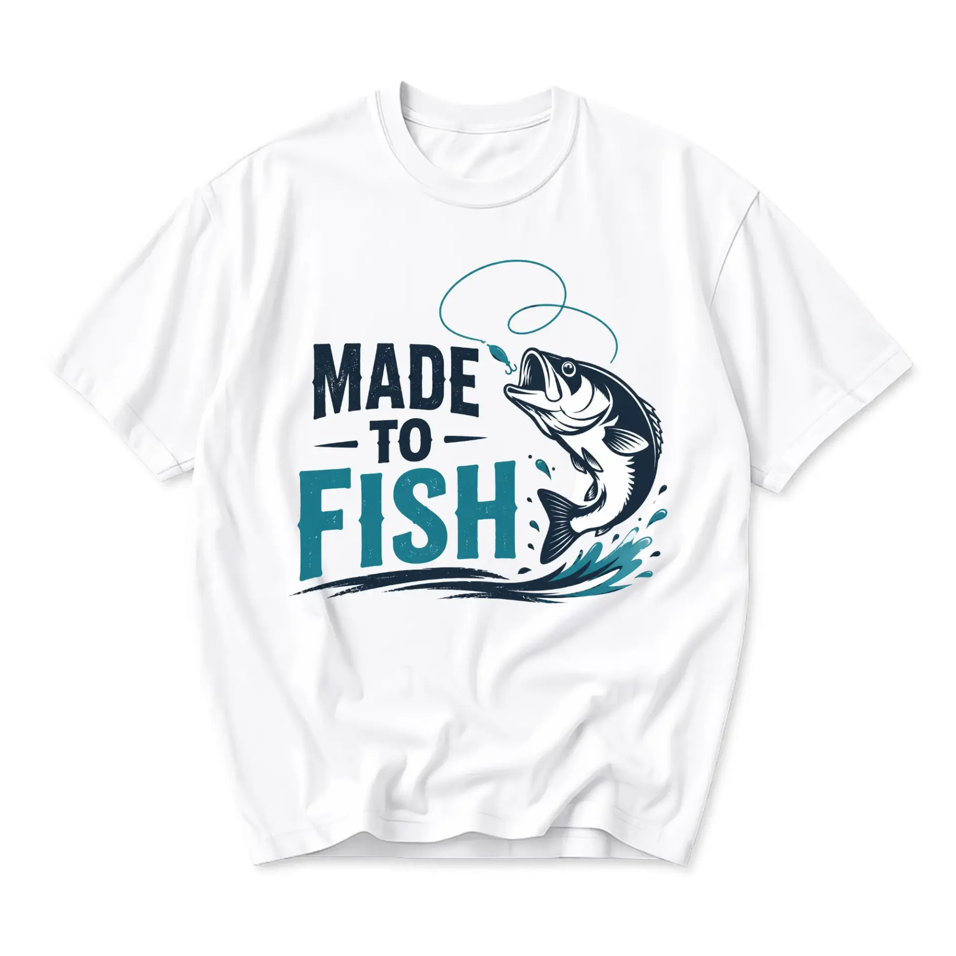 T-shirt Made to Fish Graphic Tee Unisex Crew Neck Short Sleeve Casual Cotton Blend Fishing Theme Top for Outdoors