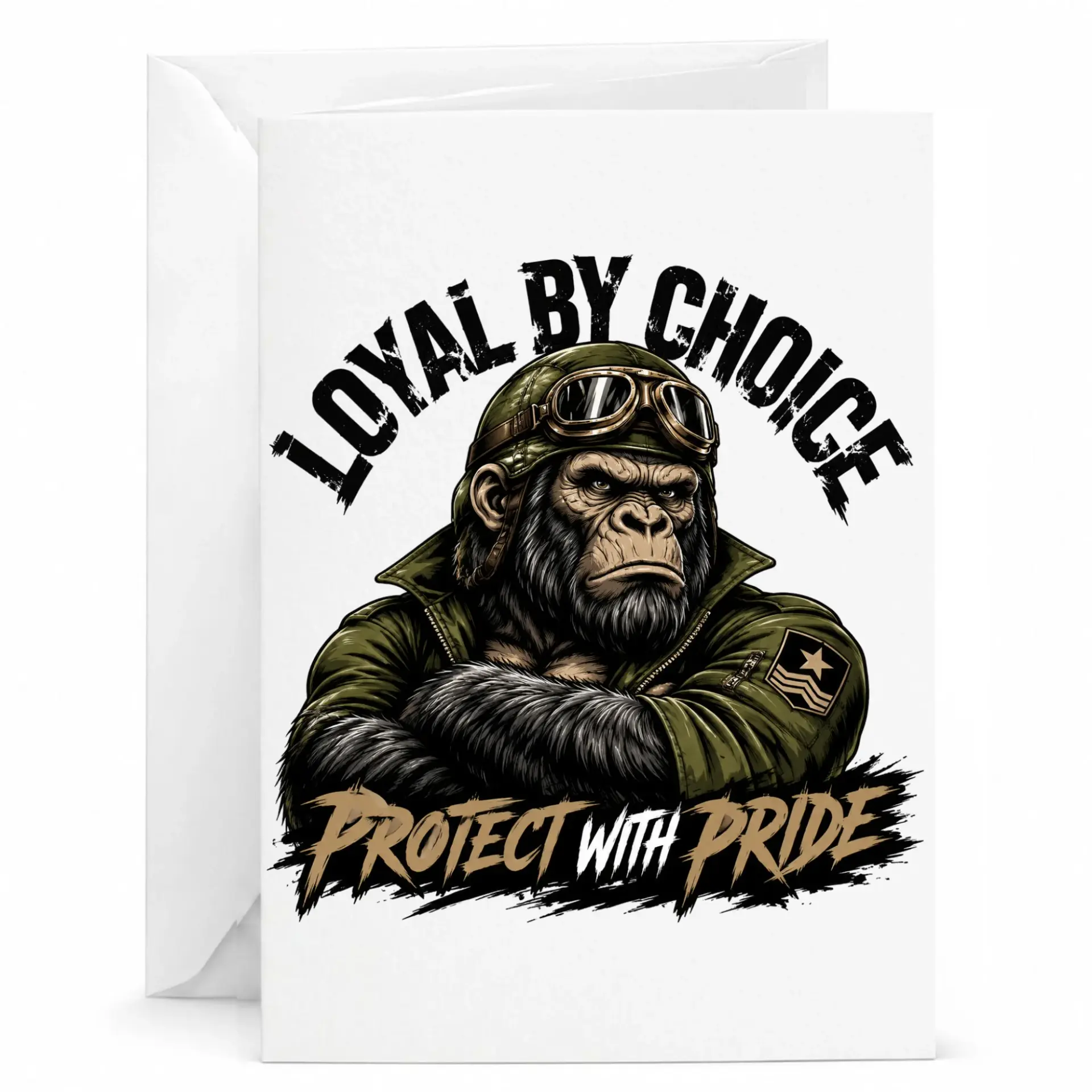 Greeting Card Loyal by with Pride Illustration Folded Note Matching Envelope