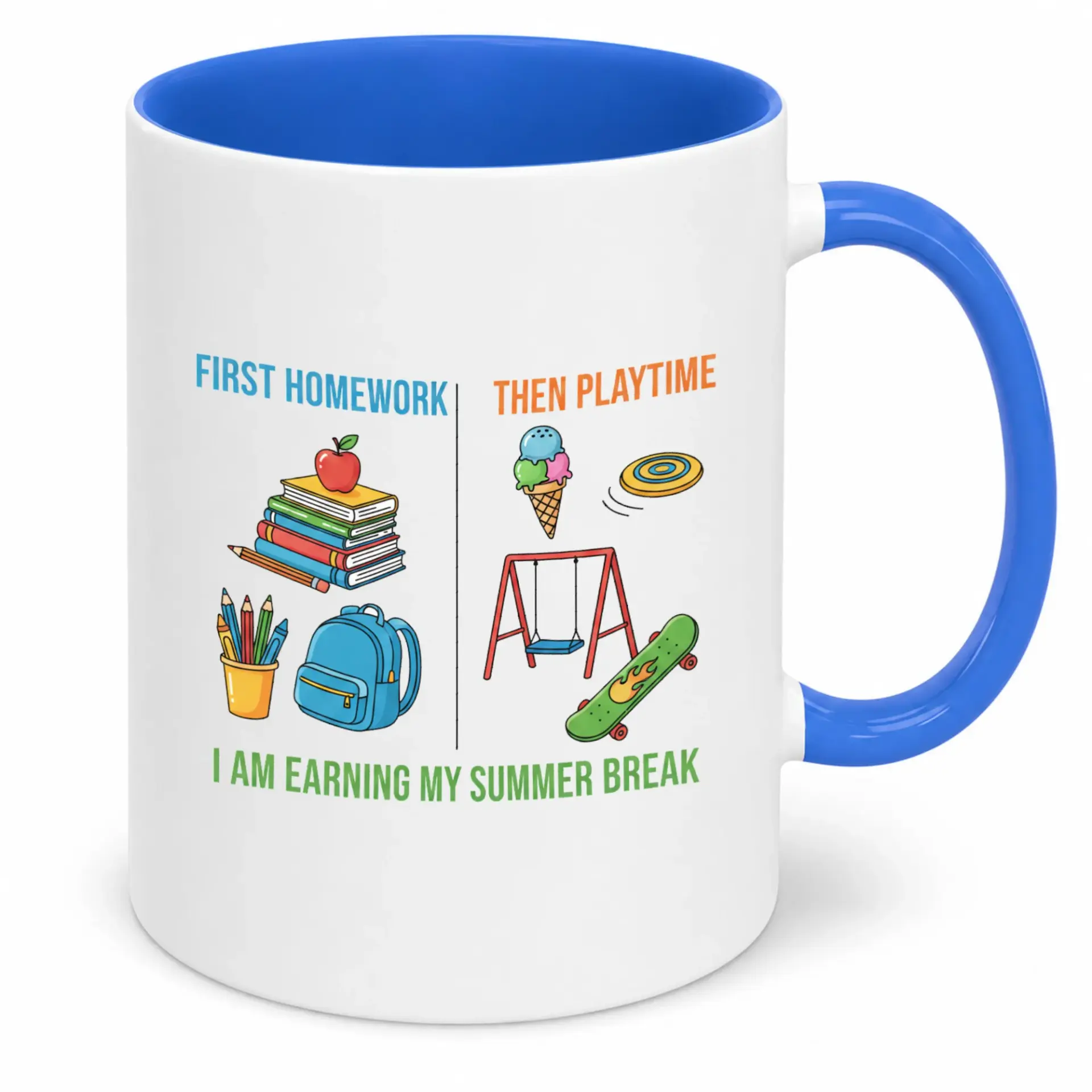 Funny "first Then Playtime" Ceramic Coffee Mug Motivational School Study Work Reward Themed Beverage Cup 11oz or 15oz Glossy Drinkware