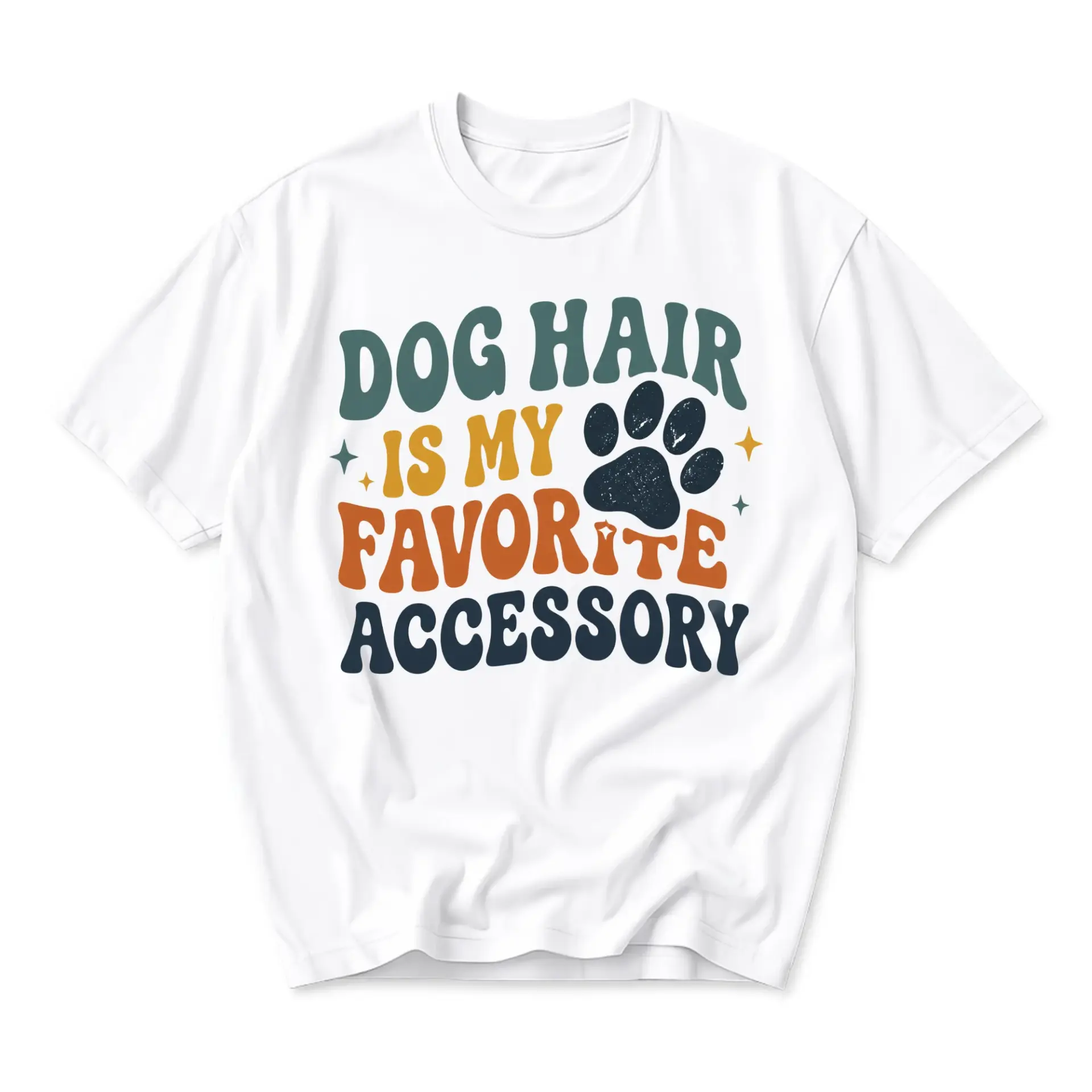 Funny Shirt Dog Hair Is My Favorite Accessory Graphic Tee Retro Style