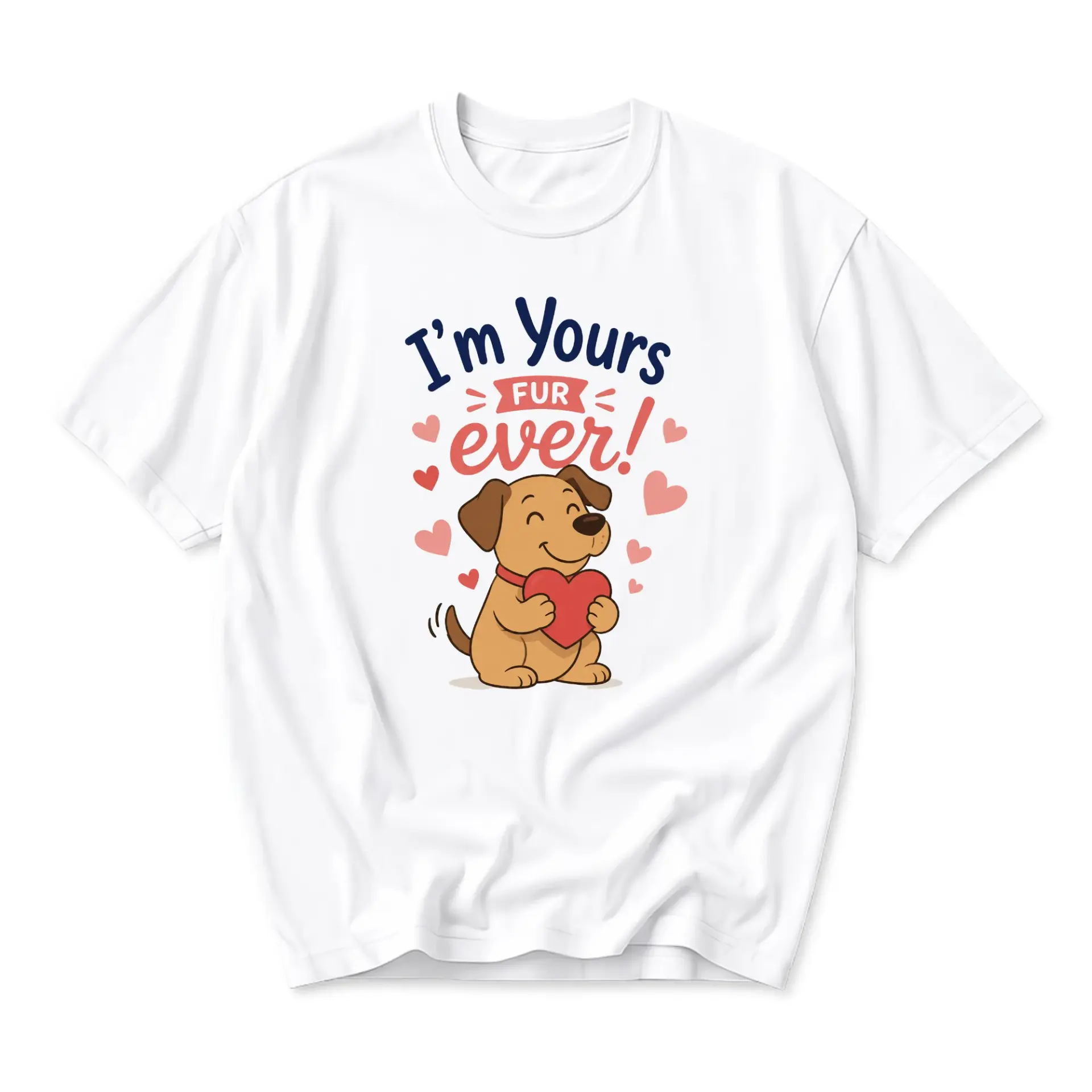 Funny Shirt I'm Yours Fur Ever Graphic Tee Cute Puppy Dog Lover Gift Unisex Short Sleeve Crew Neck Cotton Top
