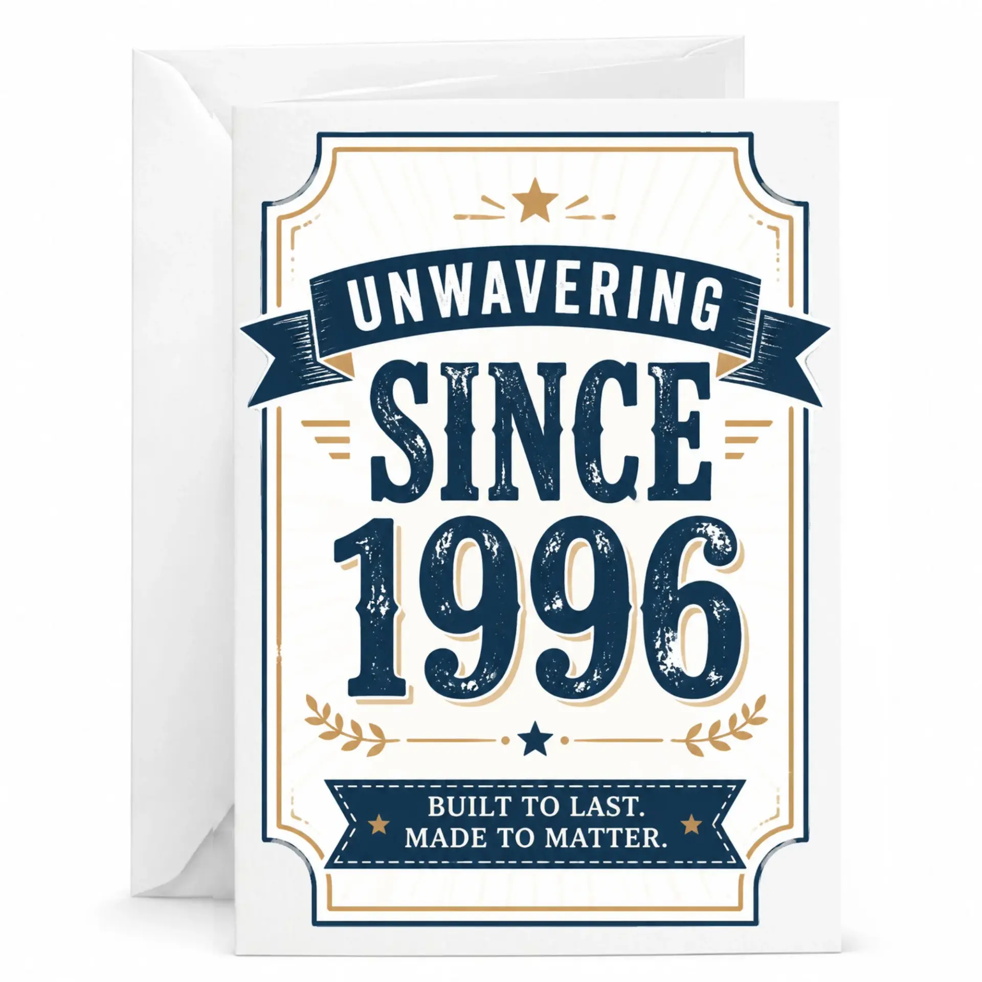 Birthday Greeting Card Unwavering Since 1996 Vintage Anniversary Celebration Stationery for Him or Her