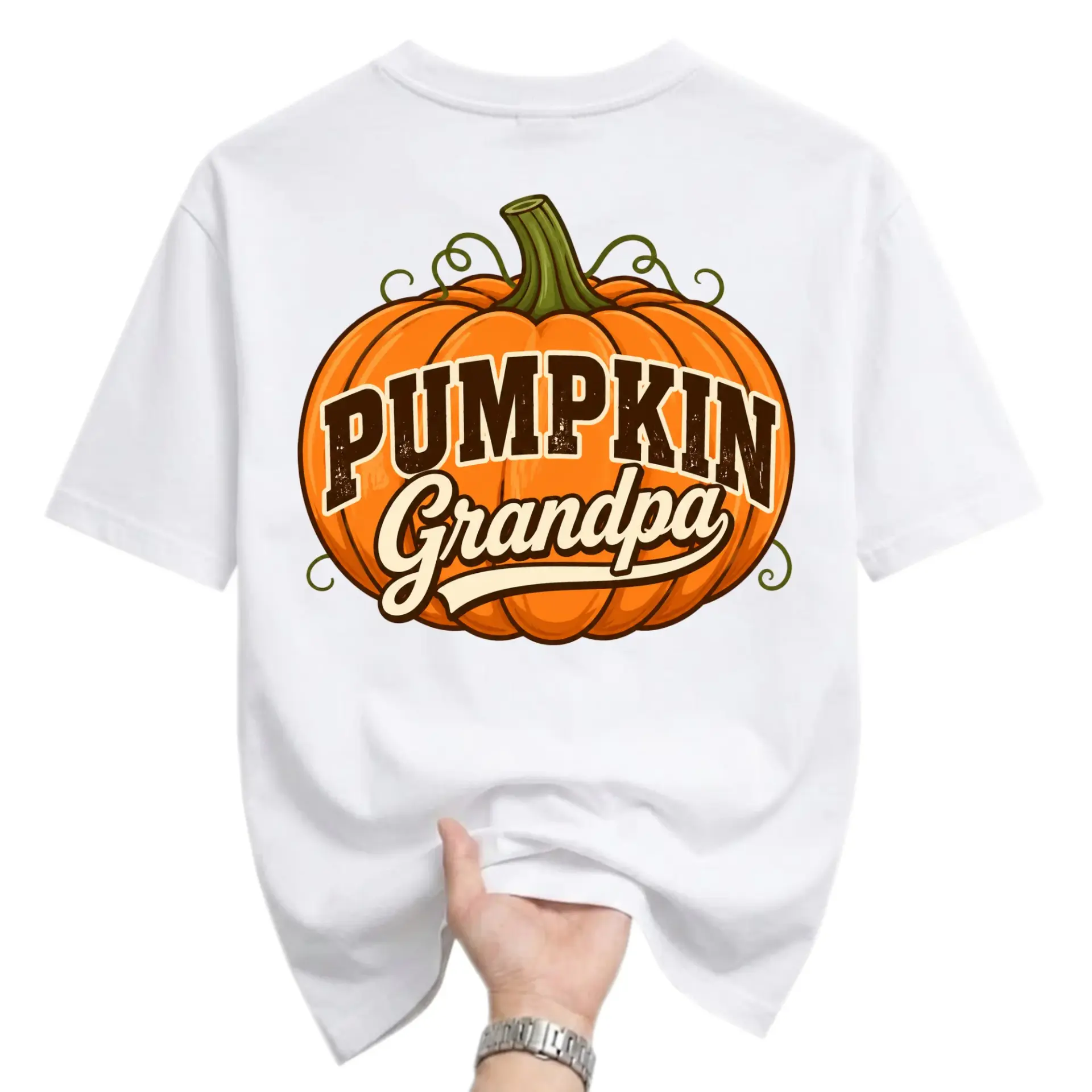 Graphic Tee Pumpkin Grandpa Shirt Funny Autumn Fall Holiday Seasonal Unisex Crew Neck Short Sleeve Casual Cotton Top