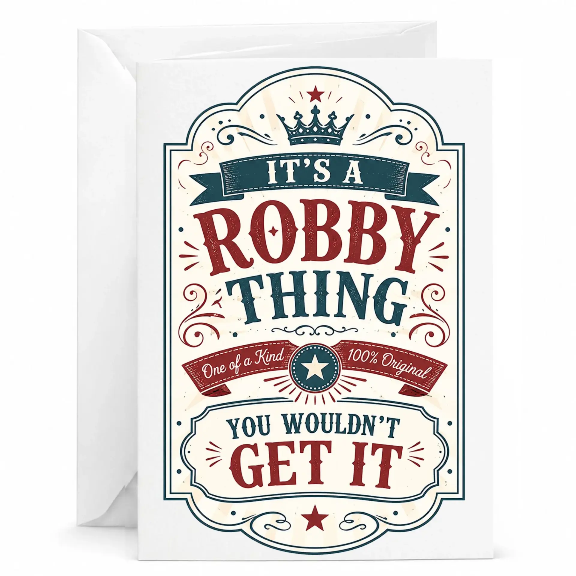 Greeting Card for Robby Personalized Name Custom Birthday Present Men or Women Retro Stationery