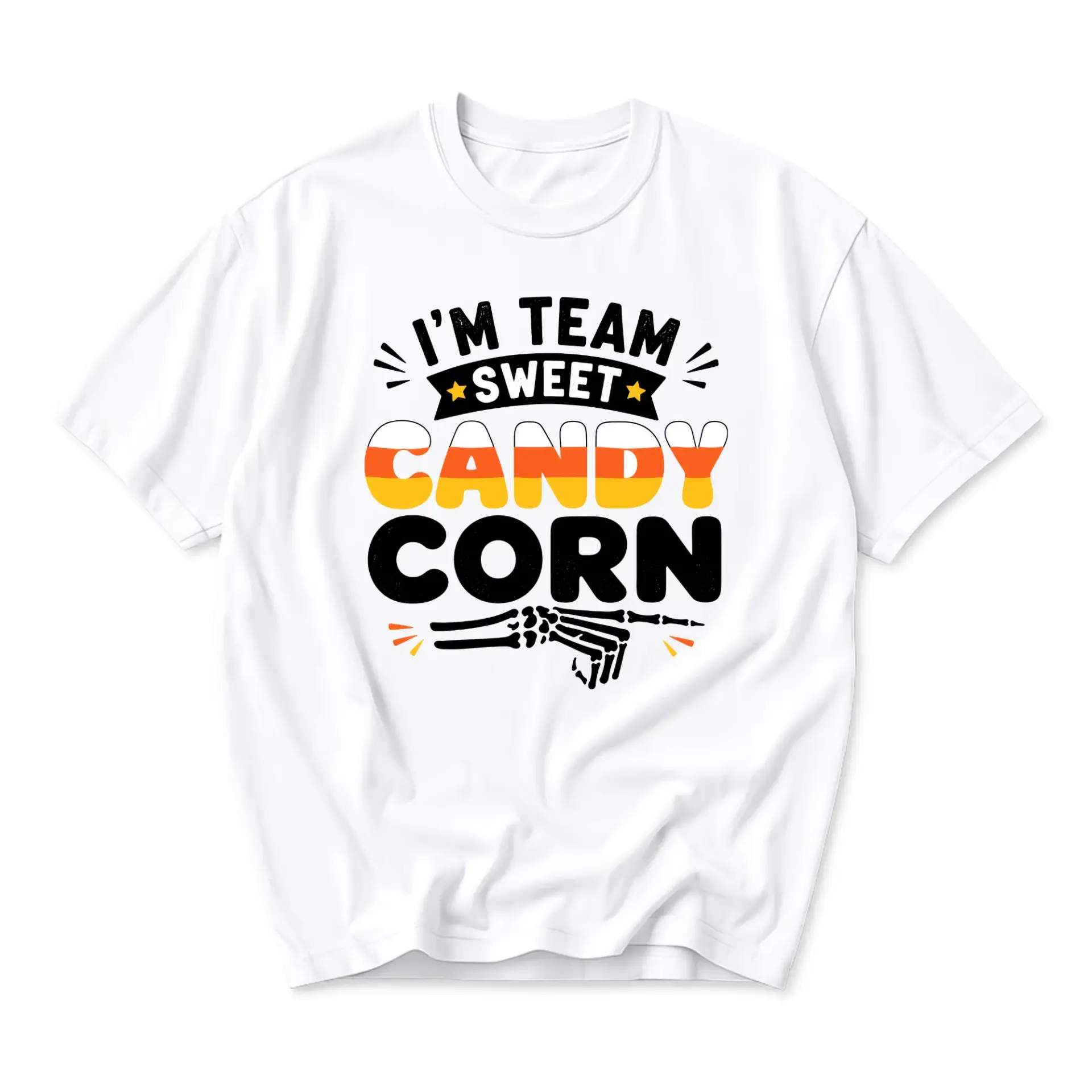Funny Shirt I Am Team Sweet Candy Corn Graphic Tee Seasonal Holiday Unisex Crew Neck Short Sleeve Cotton Apparel