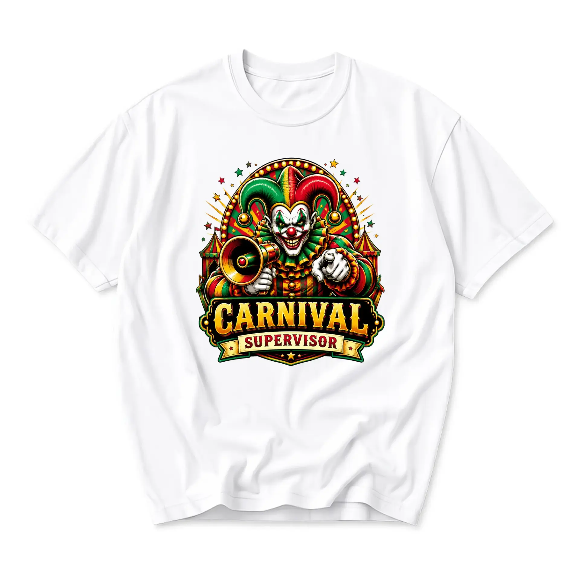 Funny Shirt Carnival Supervisor Graphic Tee Unisex Crew Neck Casual Cotton Blend Short Sleeve Streetwear Top