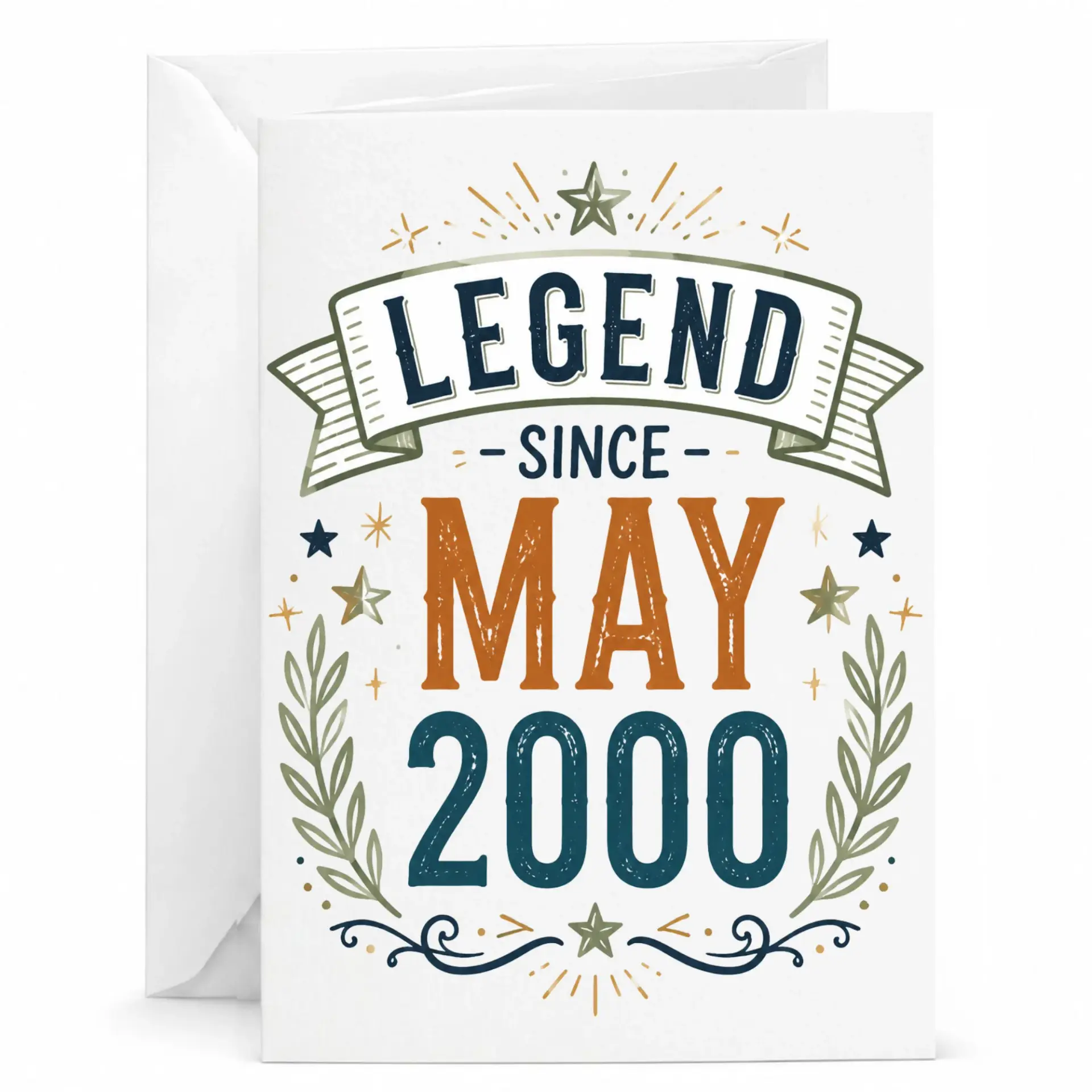 Birthday Card Legend Since May 2000 Vintage Style Greeting Card for Milestone Celebration 5x7 Inches Folded