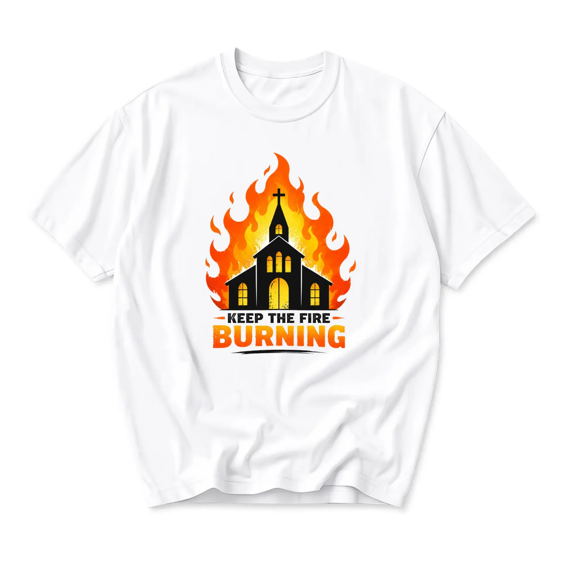 Funny Shirt Keep the Fire Burning Graphic Tee Unisex Crew Neck Casual Cotton Blend T-Shirt for Everyday Wear