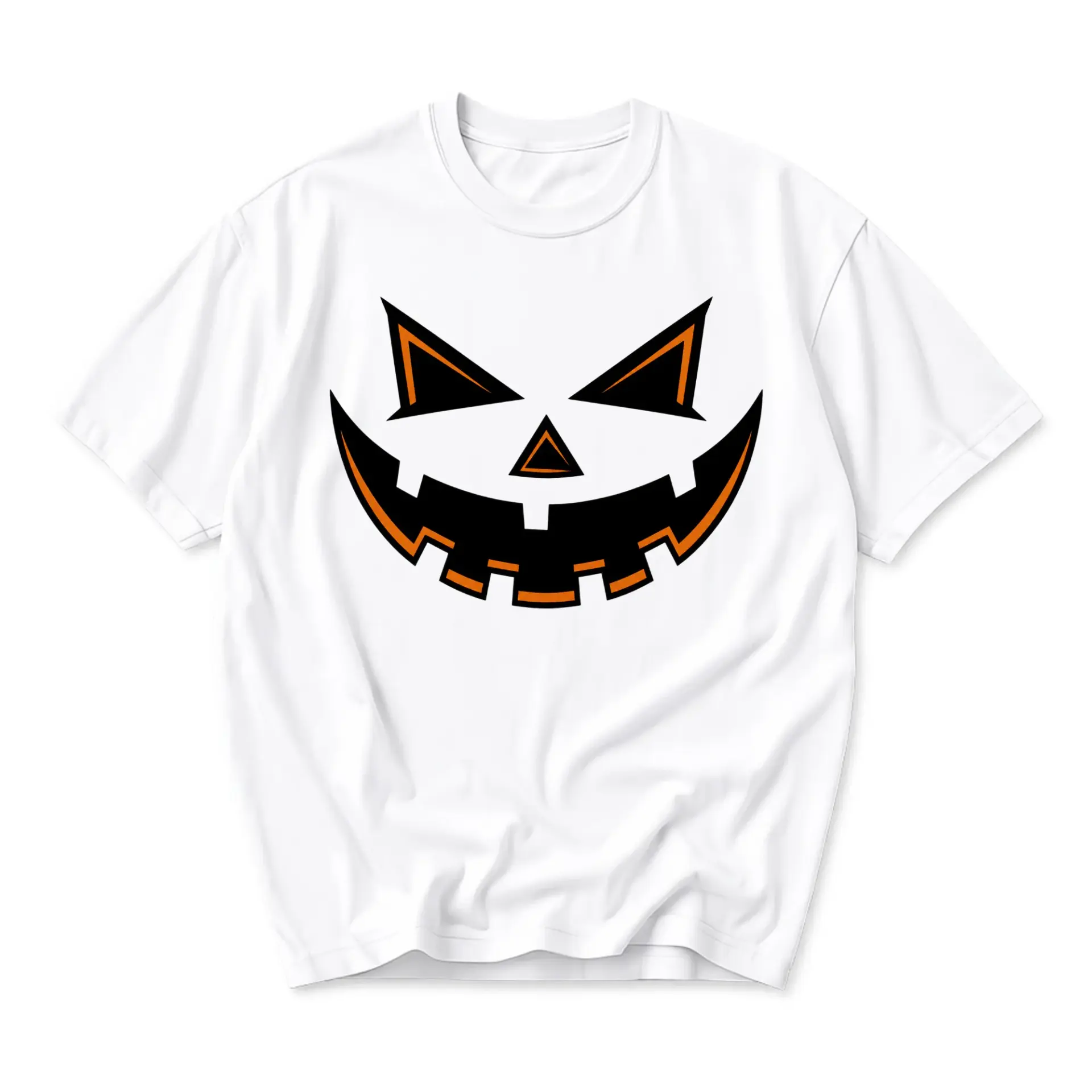 Graphic Tee Unisex Crew Neck T-Shirt Featuring Spooky Jack O Lantern Face Print for Seasonal Casual Everyday Wear