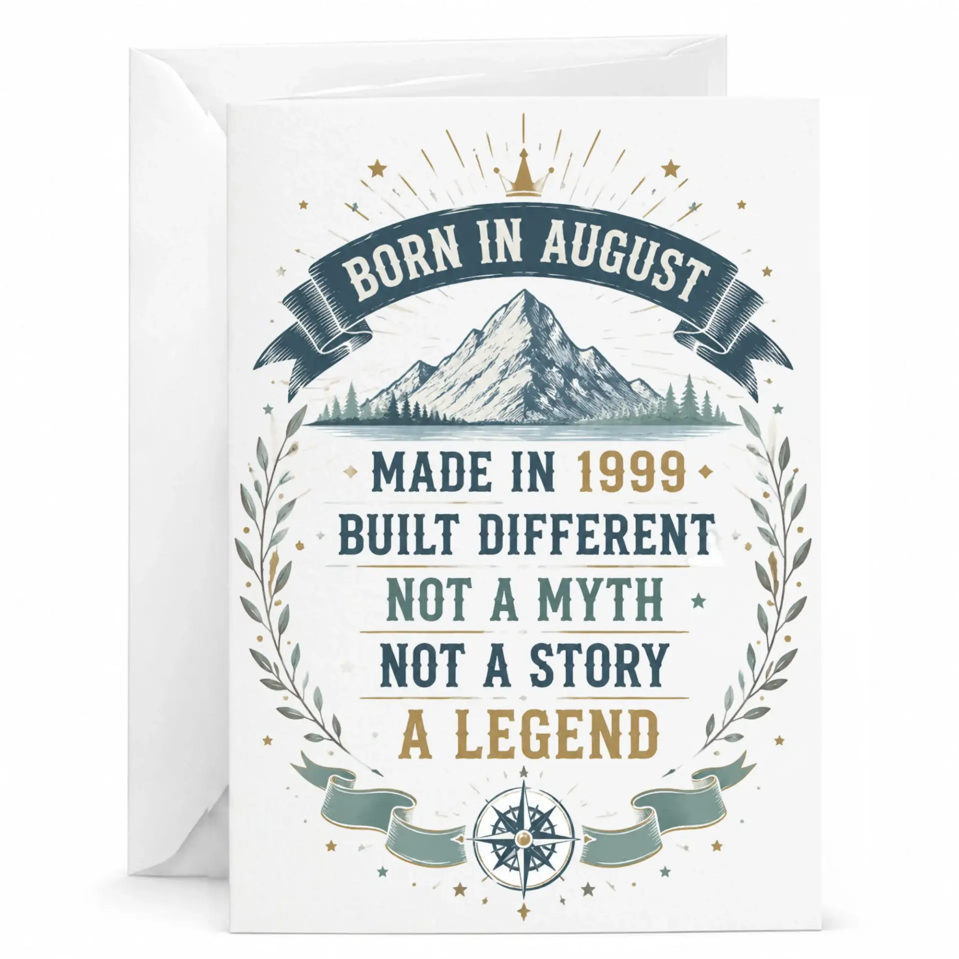 Birthday Card Born in August 1999 Made in 1999 Legend Greeting Card for Milestone Birthday Celebration Five by Seven Inches