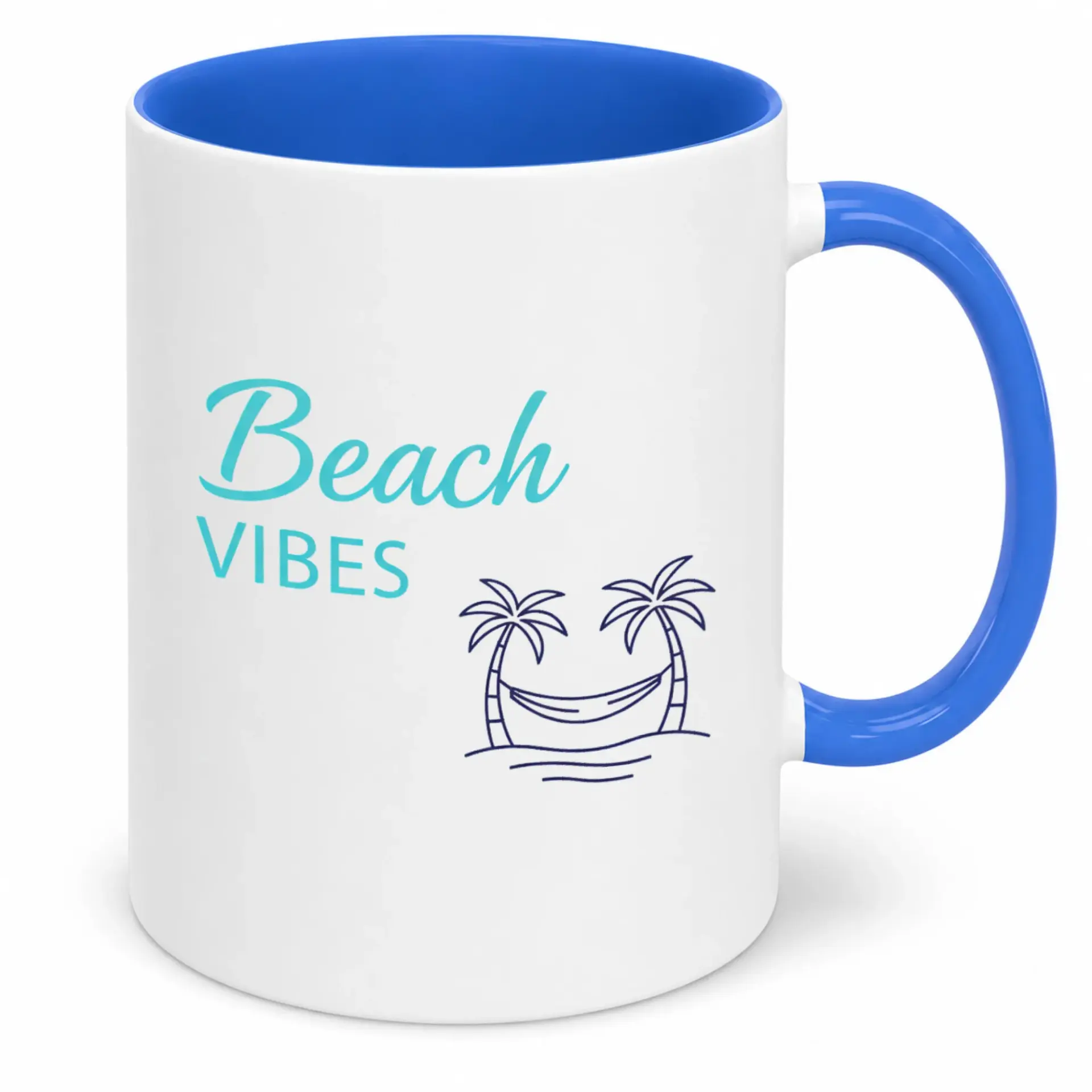 Beach Vibes Ceramic Coffee Mug with Tropical Tree and Hammock Design Durable Drinkware for Home Office 11oz or 15oz Capacity