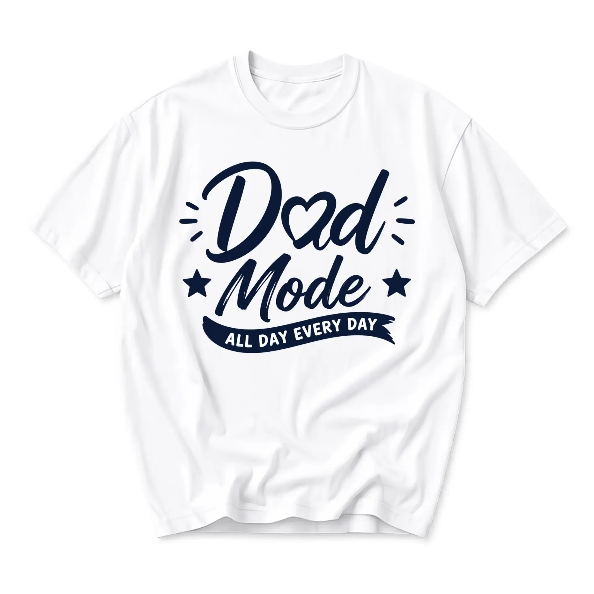 Graphic Tee Dad Mode All Day Every Day Unisex Casual Short Sleeve Crew Neck Cotton Blend Soft Everyday Shirt White