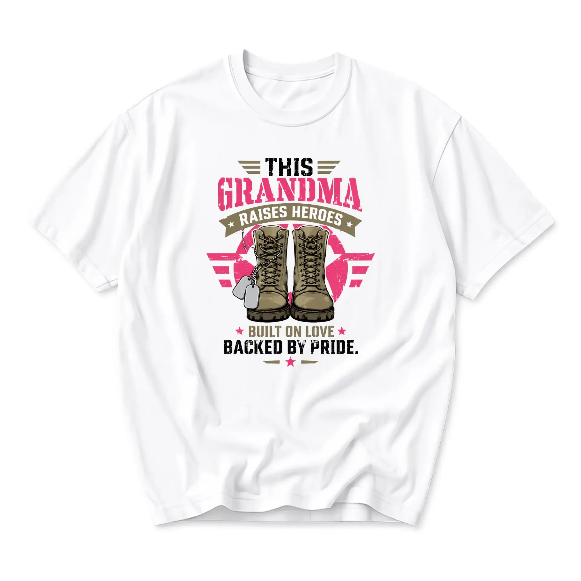 Graphic Tee This Grandma Raises Heroes Military Boots Print Unisex Crew