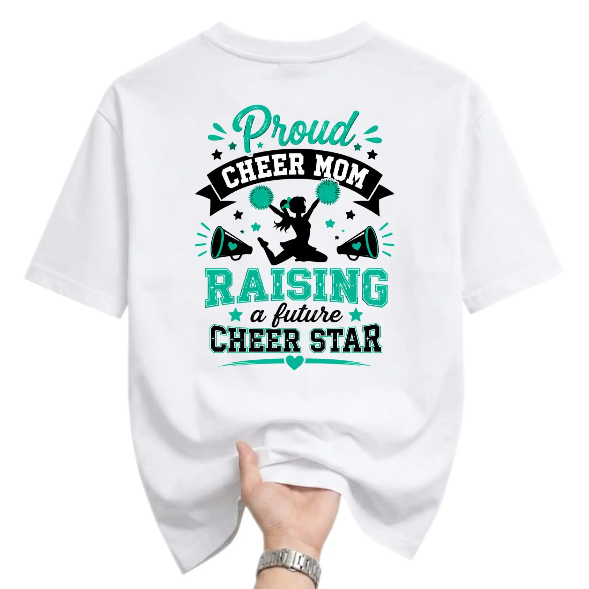Graphic Tee Proud Cheer Mom Raising a Future Star Shirt Unisex Crew Neck