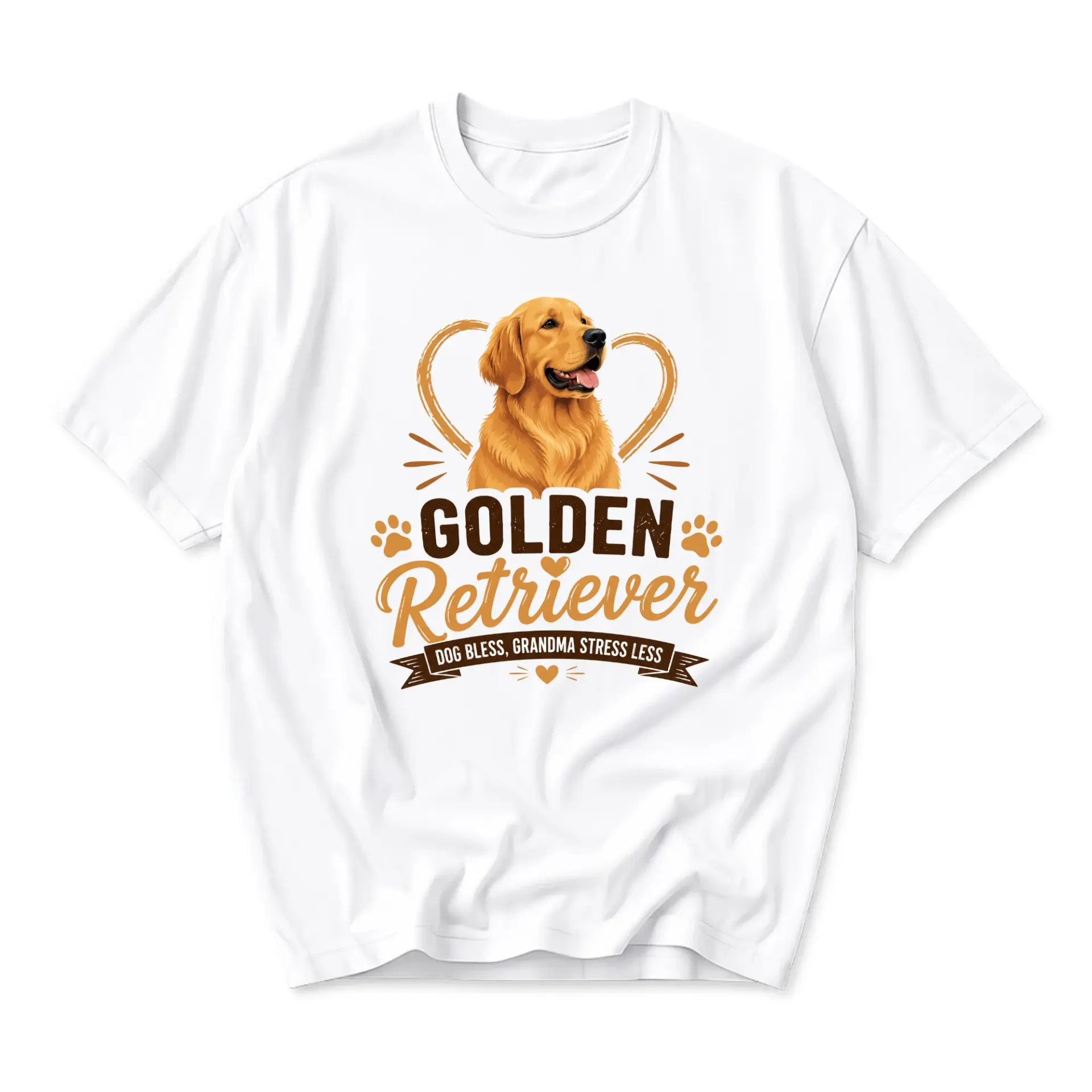 Graphic Tee Golden Retriever Dog Bless Grandma Stress Less Unisex Crew Neck Short Sleeve Casual Cotton Blend Shirt