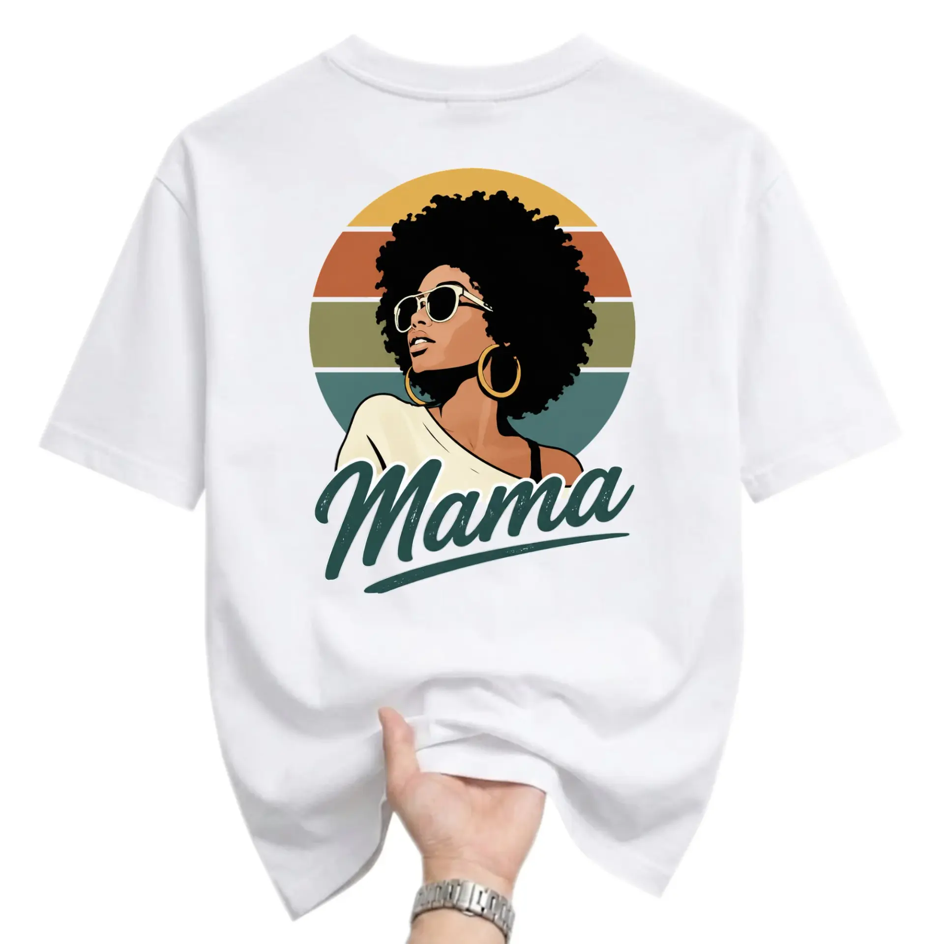 Graphic Tee Unisex Mama Afro Silhouette Retro Sunset Vintage Inspired