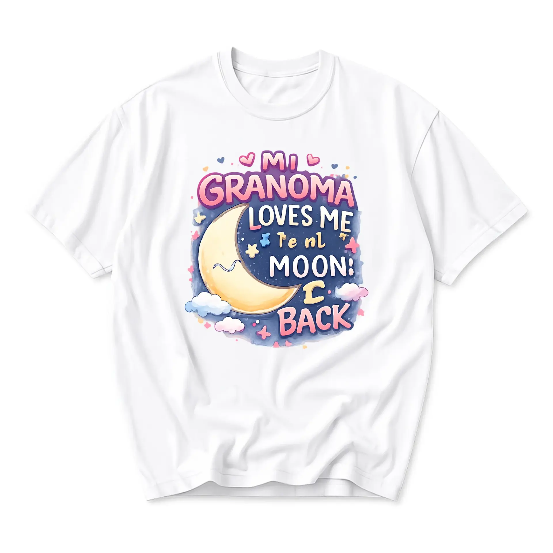Funny Shirt Mi Granoma Loves Me to the Moon and Back Graphic Tee Casual Unisex Crew Neck Cotton Blend Soft Top