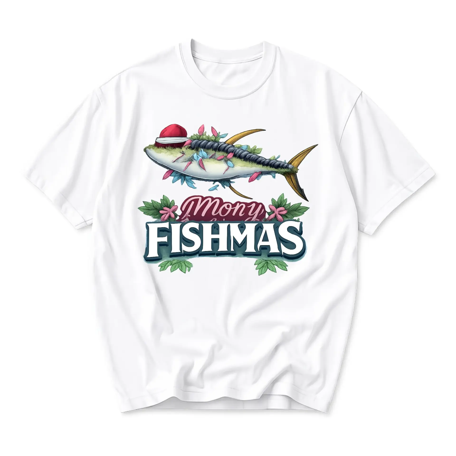 Funny Shirt Mony Fishmas Holiday Graphic Tee Unisex Crew Neck Short Sleeve