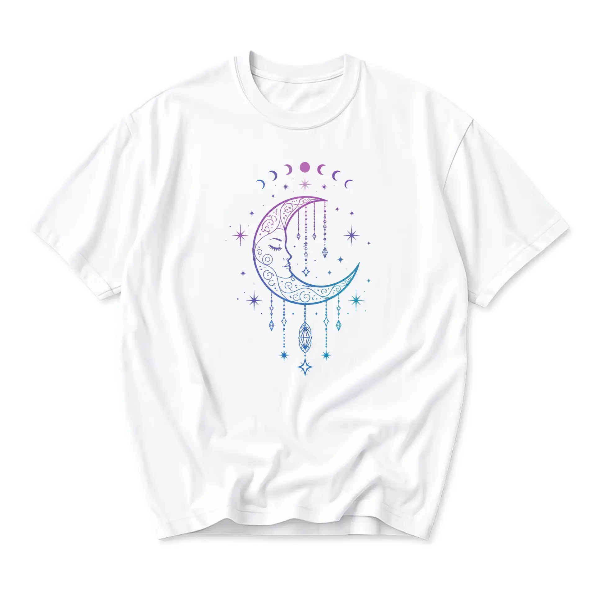 Graphic Tee Celestial Crescent Moon Design Unisex Casual Crew Neck T-Shirt for Everyday Comfortable Fashion Wear