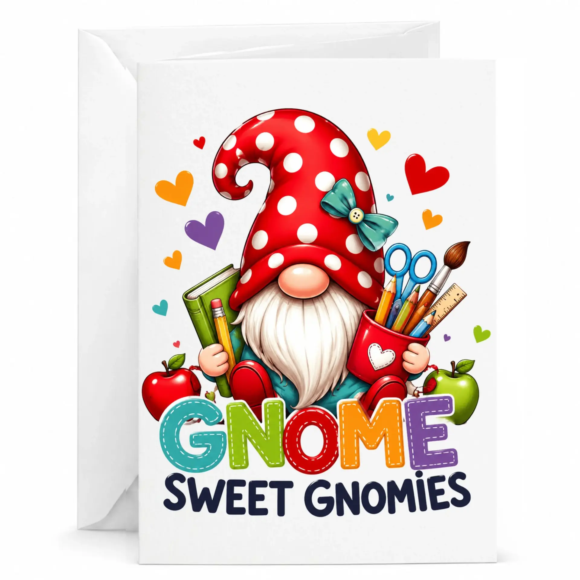 Greeting Card Gnome Sweet Gnomes Funny Puns Stationery with Cute Artwork and Colorful Design for Personal Messages