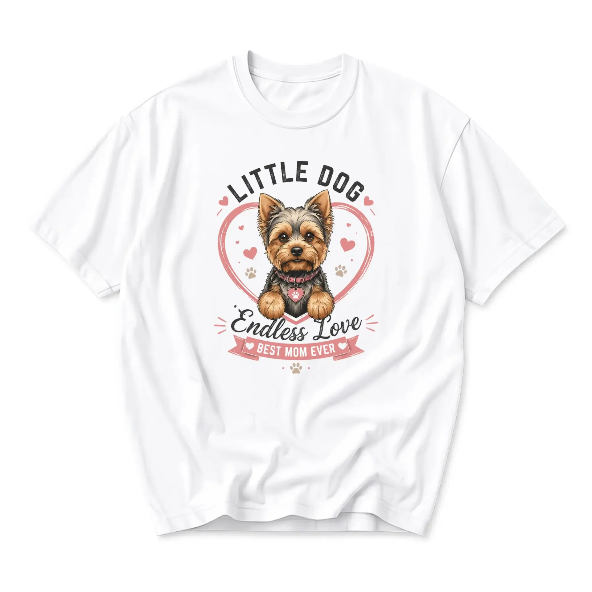 Graphic Tee Little Dog Endless Love Best Mom Ever Shirt Unisex Crew Neck Short Sleeve Cotton Blend Casual Top