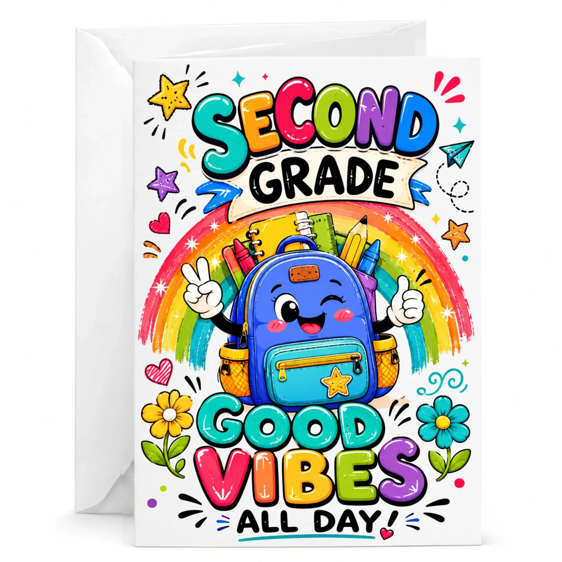 Greeting Card Second All Day Colorful Illustrated Design for and Encouragement