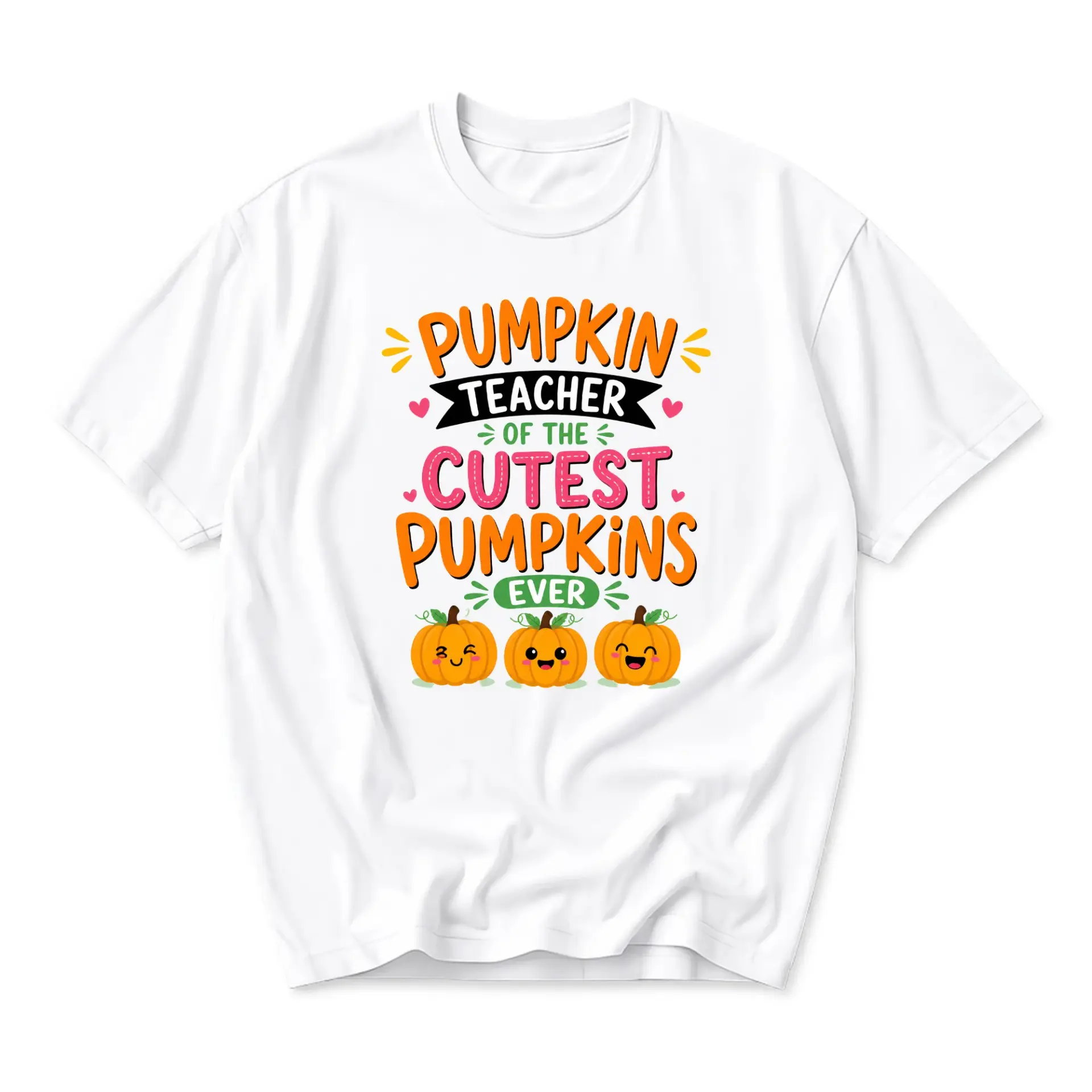 Funny Shirt Pumpkin Teacher of the Cutest Pumpkins Ever Unisex Graphic Printed T-Shirt for Casual Fall Autumn Wear