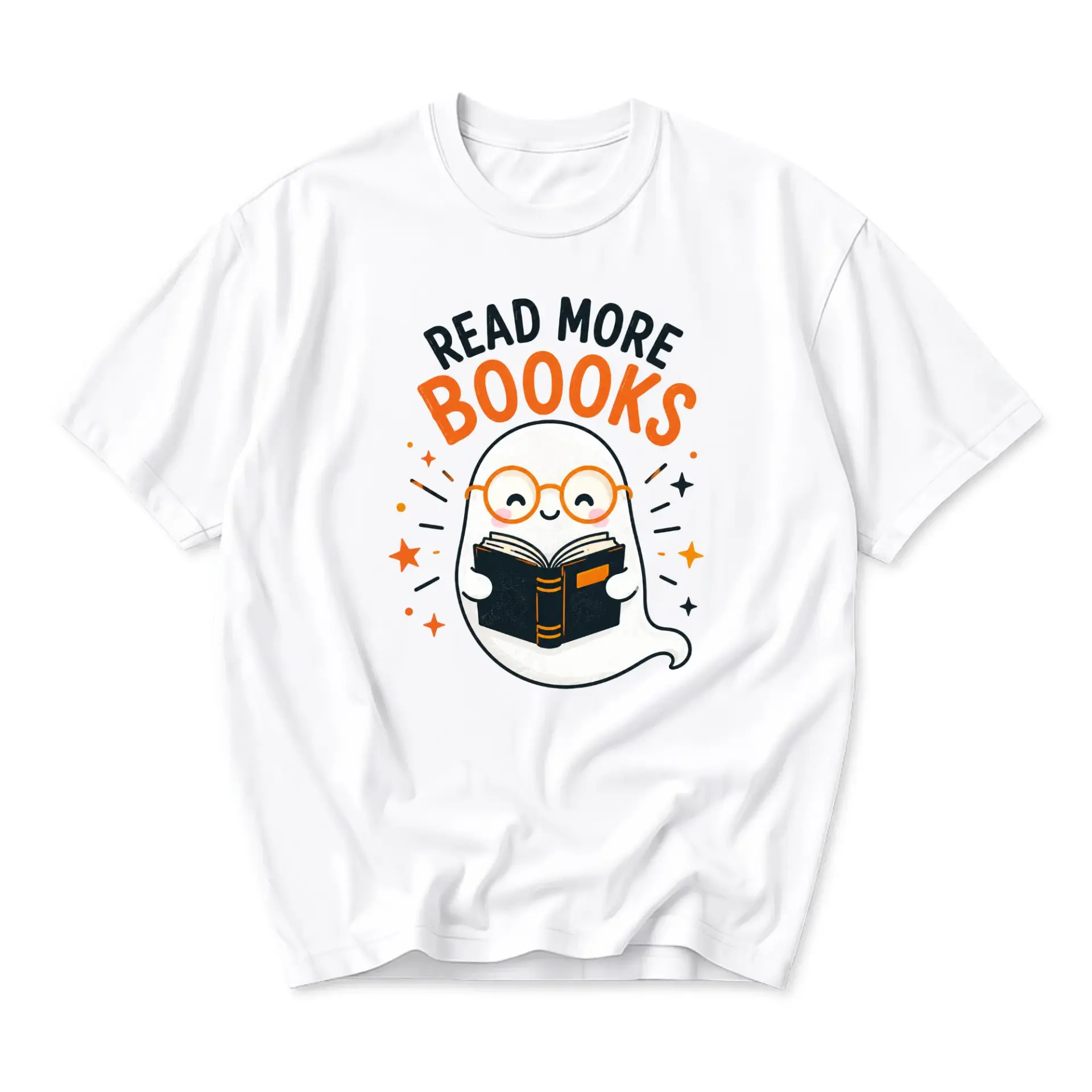 Funny Shirt Read More Boooks Ghost Graphic Tee Unisex Crew Neck Soft Cotton Casual Apparel for Book Lovers and Readers