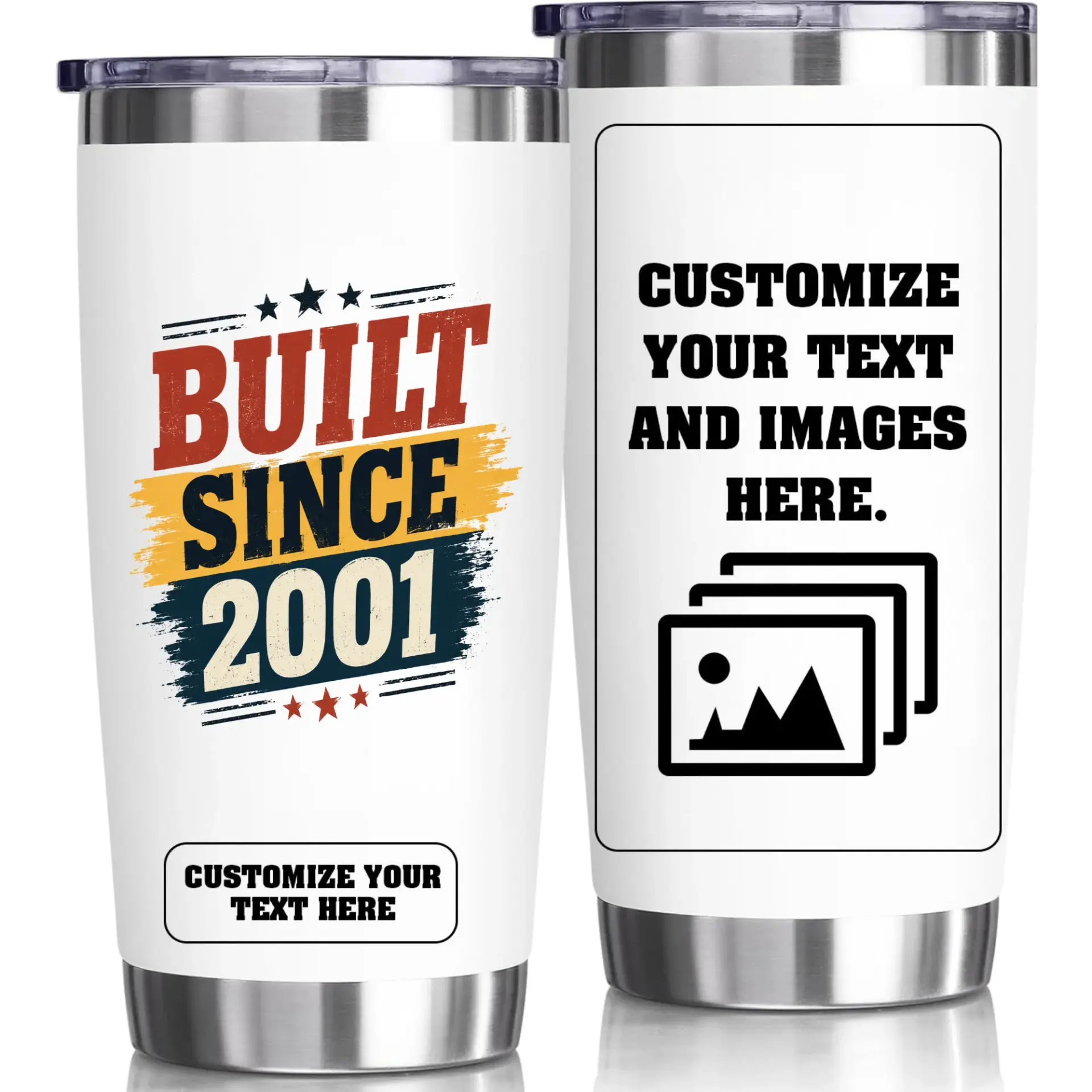 Stainless Steel Tumbler 20oz Custom Built Since Year Insulated Travel Cup Double Wall Vacuum Mug for Hot and Cold Drinks