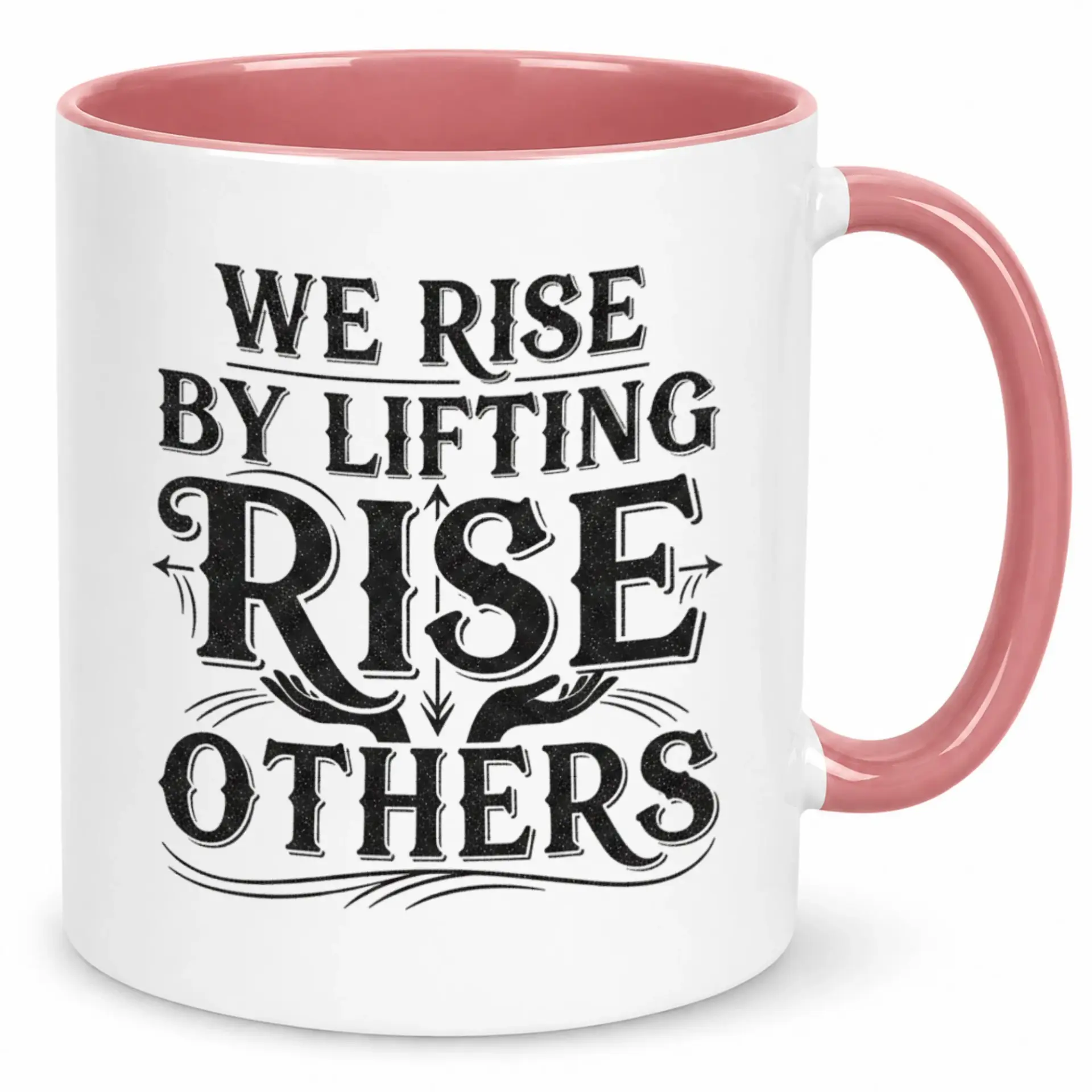 Inspirational Quote Ceramic Coffee Mug for Motivational Daily Use, 11oz or 15oz White & Pink Uplifting Message Drinkware with Comfortable Handle