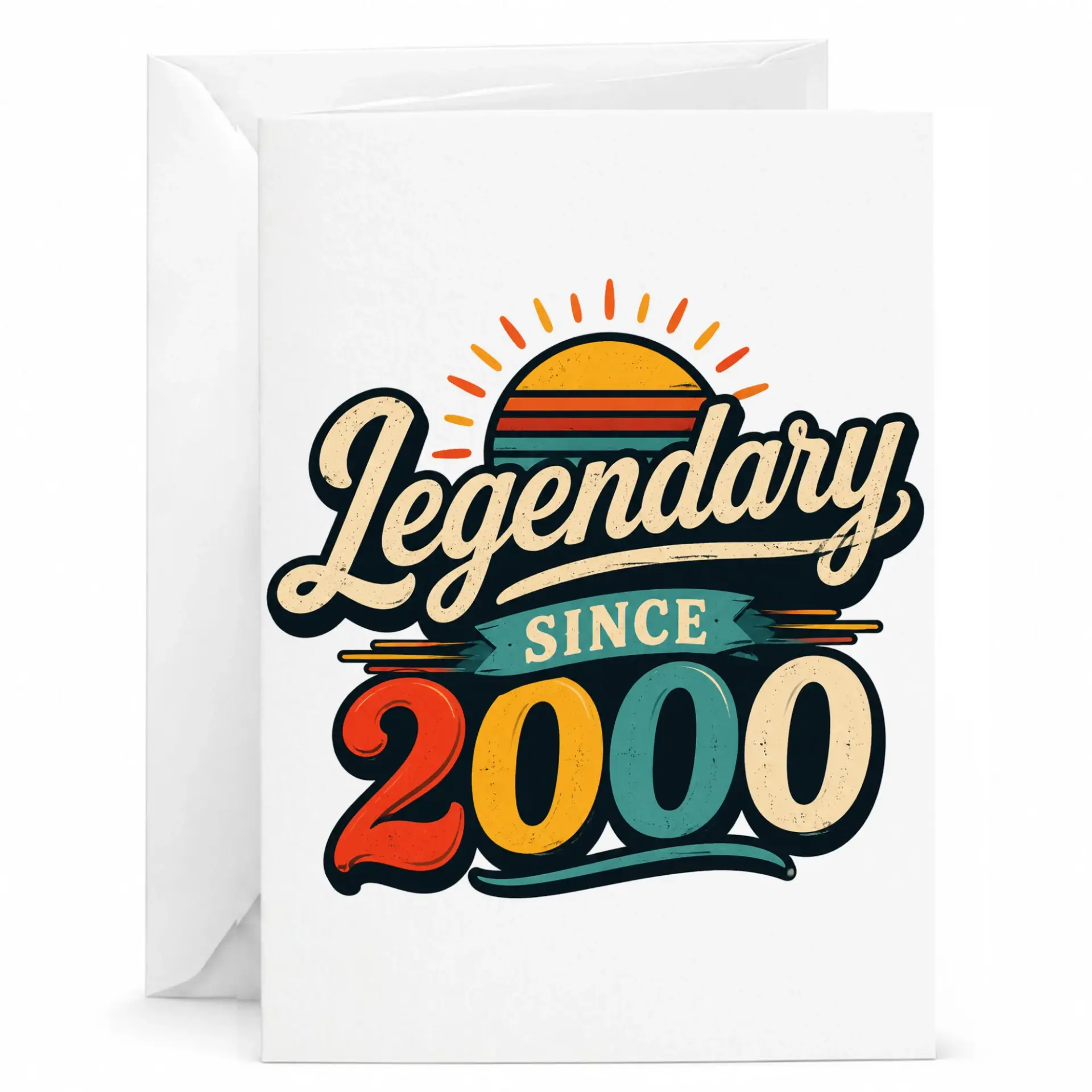 Greeting Card Legendary Since 2000 Vintage Retro Birthday Gift Note for Milestone Celebration Occasion