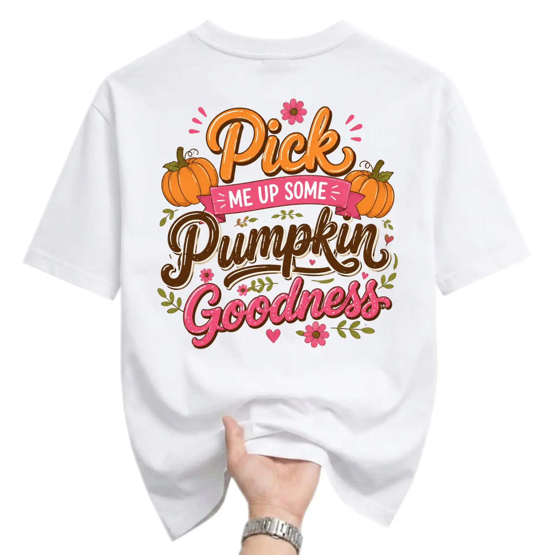 Funny Shirt Pick Me up Some Pumpkin Goodness Graphic Tee Autumn Season Casual Fall Inspired Unisex Crew Neck Apparel