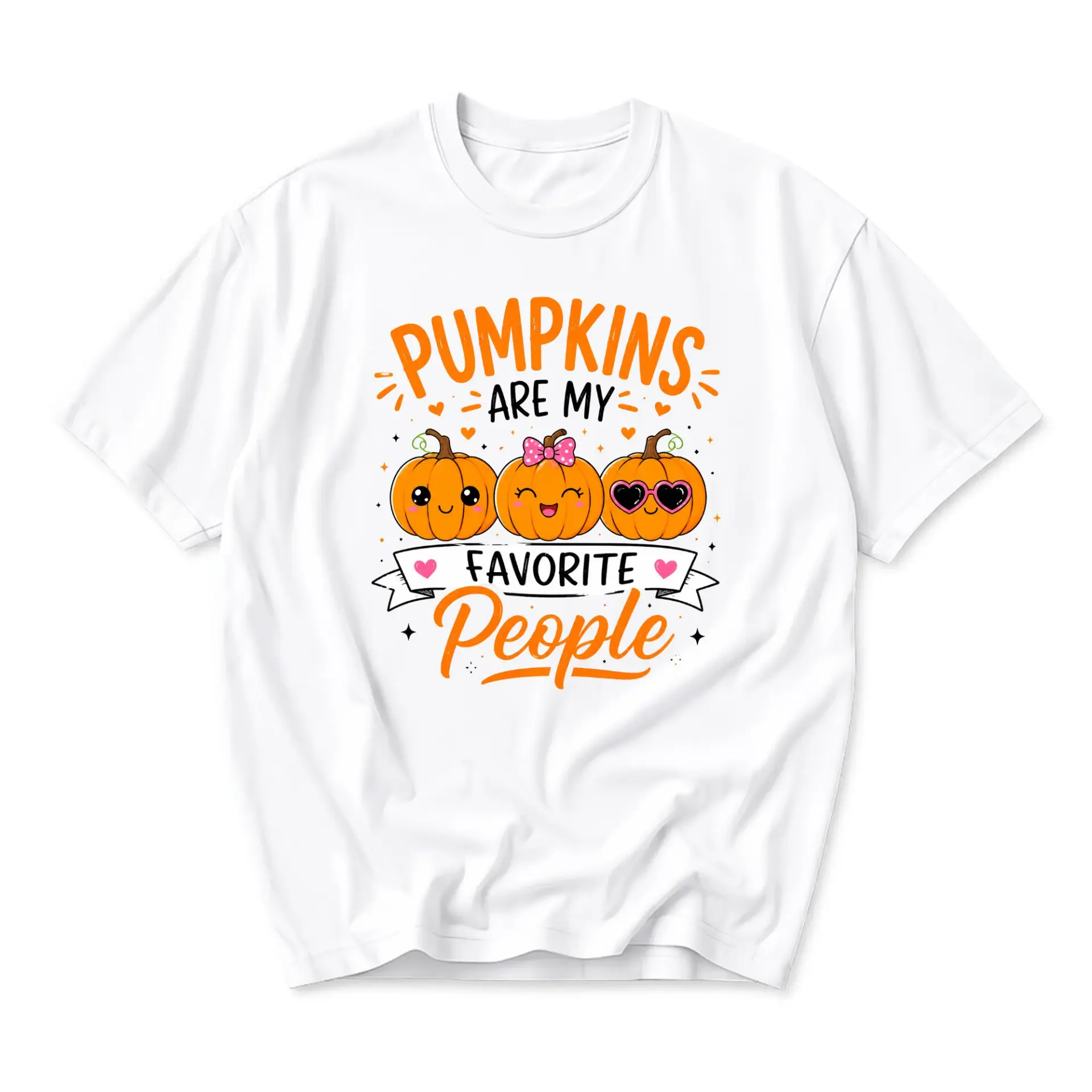 Funny Shirt Pumpkins Are My Favorite People Graphic Tee Unisex Seasonal Autumn Fall Themed Short Sleeve Casual Apparel
