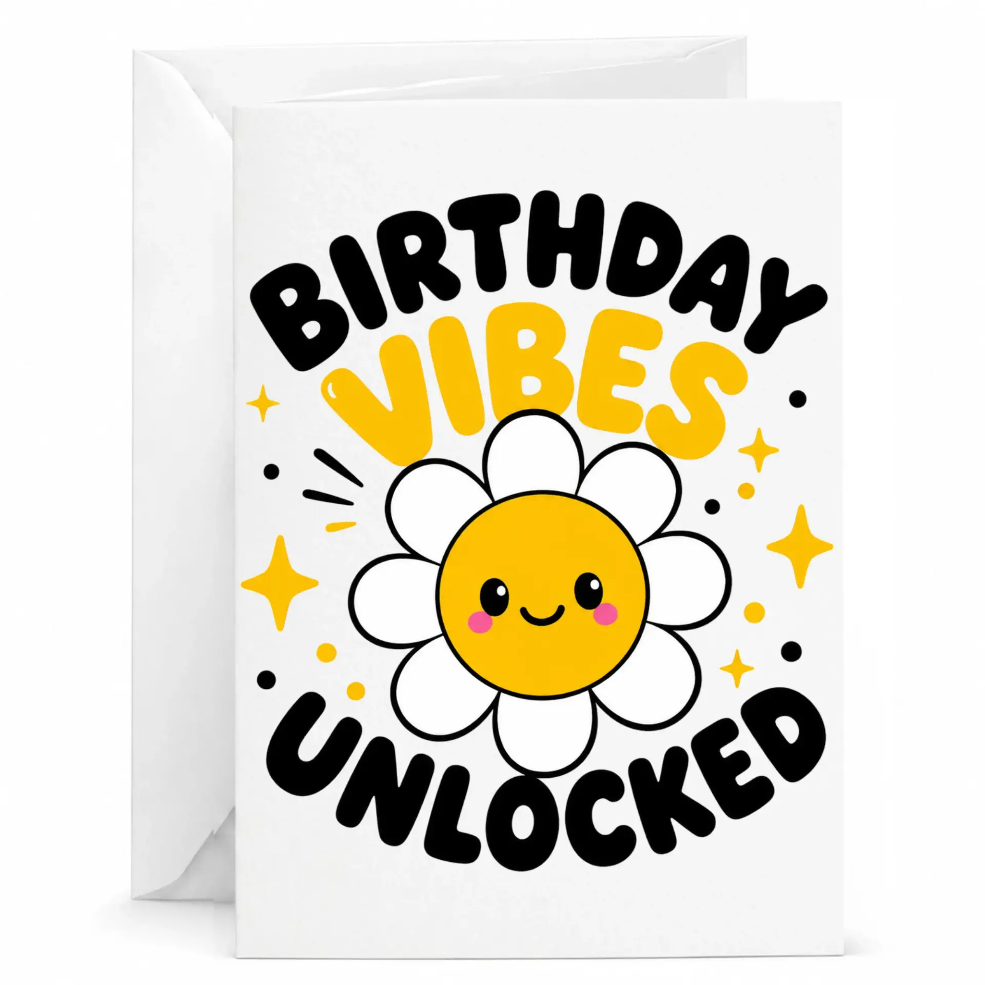 Birthday Card Birthday Vibes Unlocked Floral Design Funny Greeting Card with Envelope for Friends and Family Members