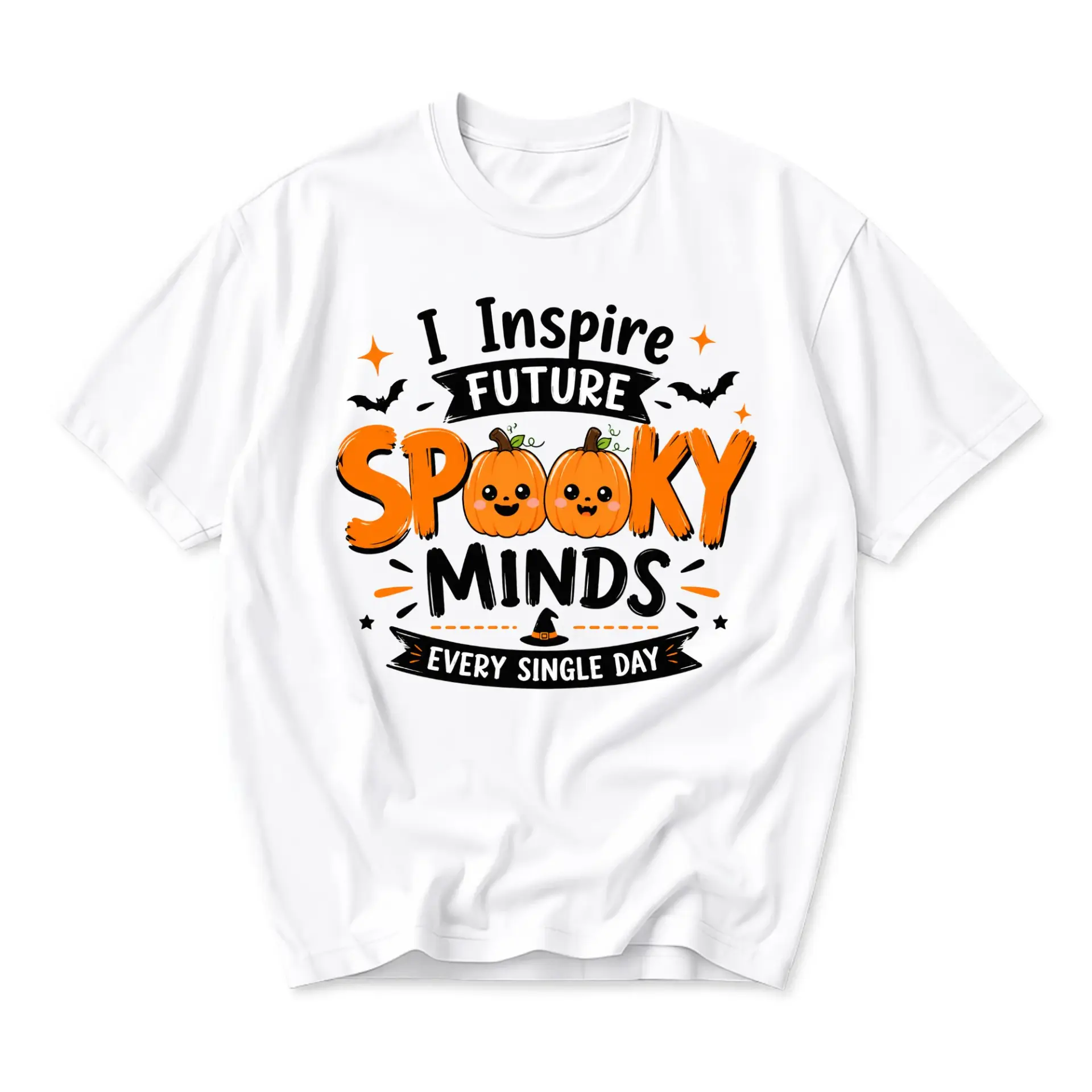 Graphic Tee I Inspire Future Spooky Minds Pumpkin Shirt Unisex Casual Apparel for Halloween Season and Everyday Wear