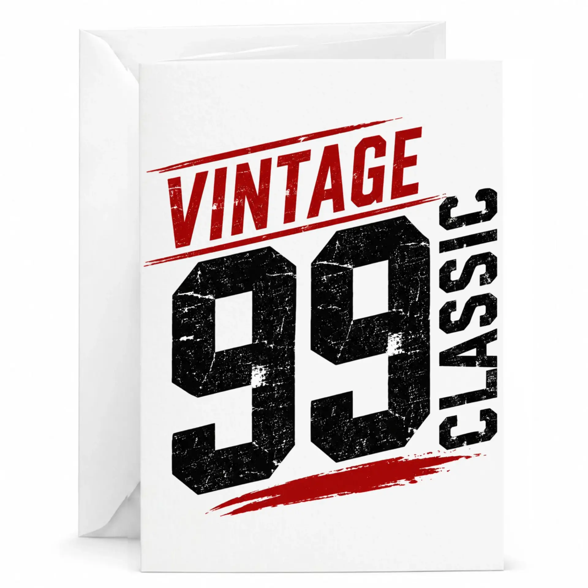 Birthday Card Vintage 99 Classic Graphic Print Premium Greeting Card for Special Milestone Celebrations with White Envelope