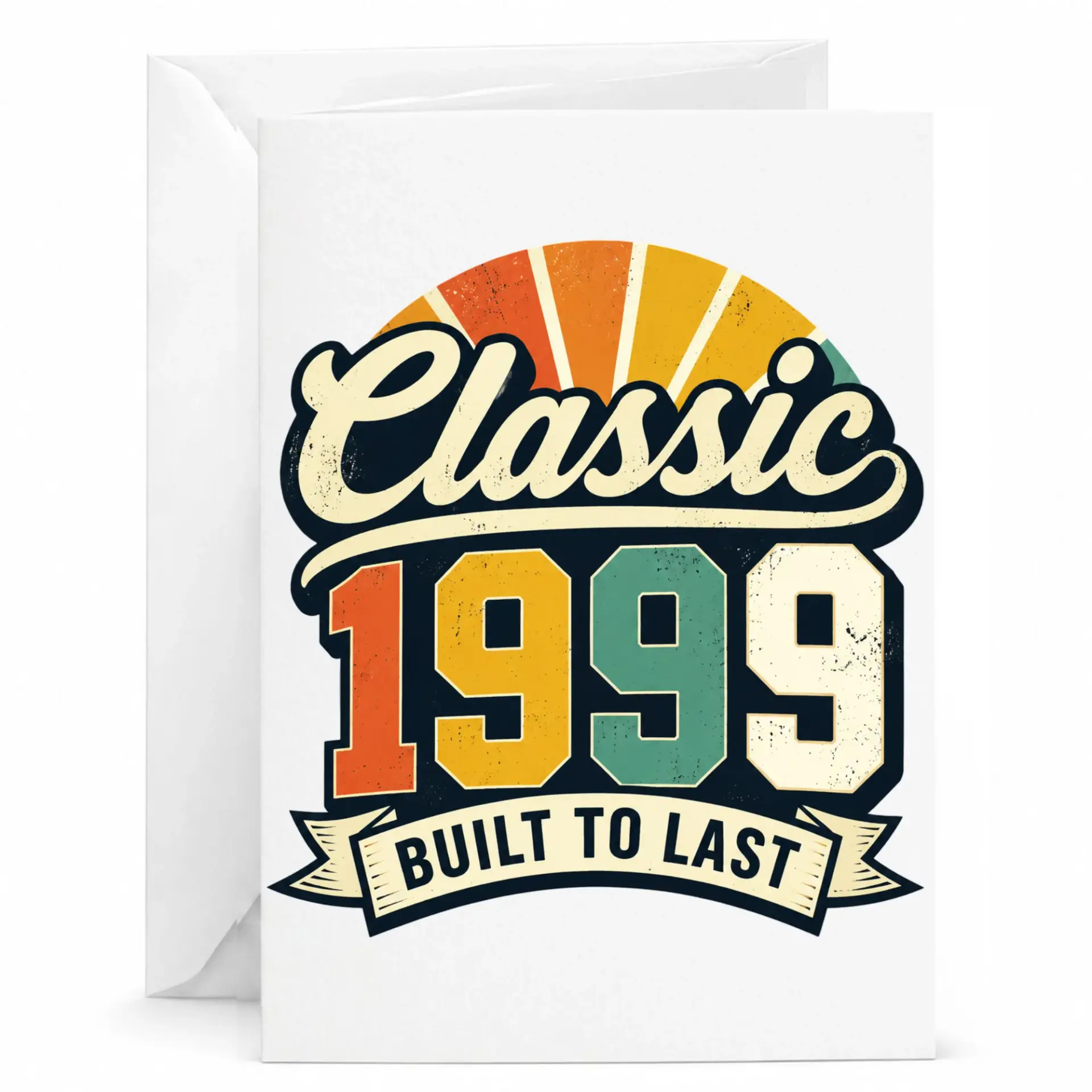 Greeting Card Classic 1999 Built to Last Vintage Style Birthday Anniversary Stationery for Milestone Celebration