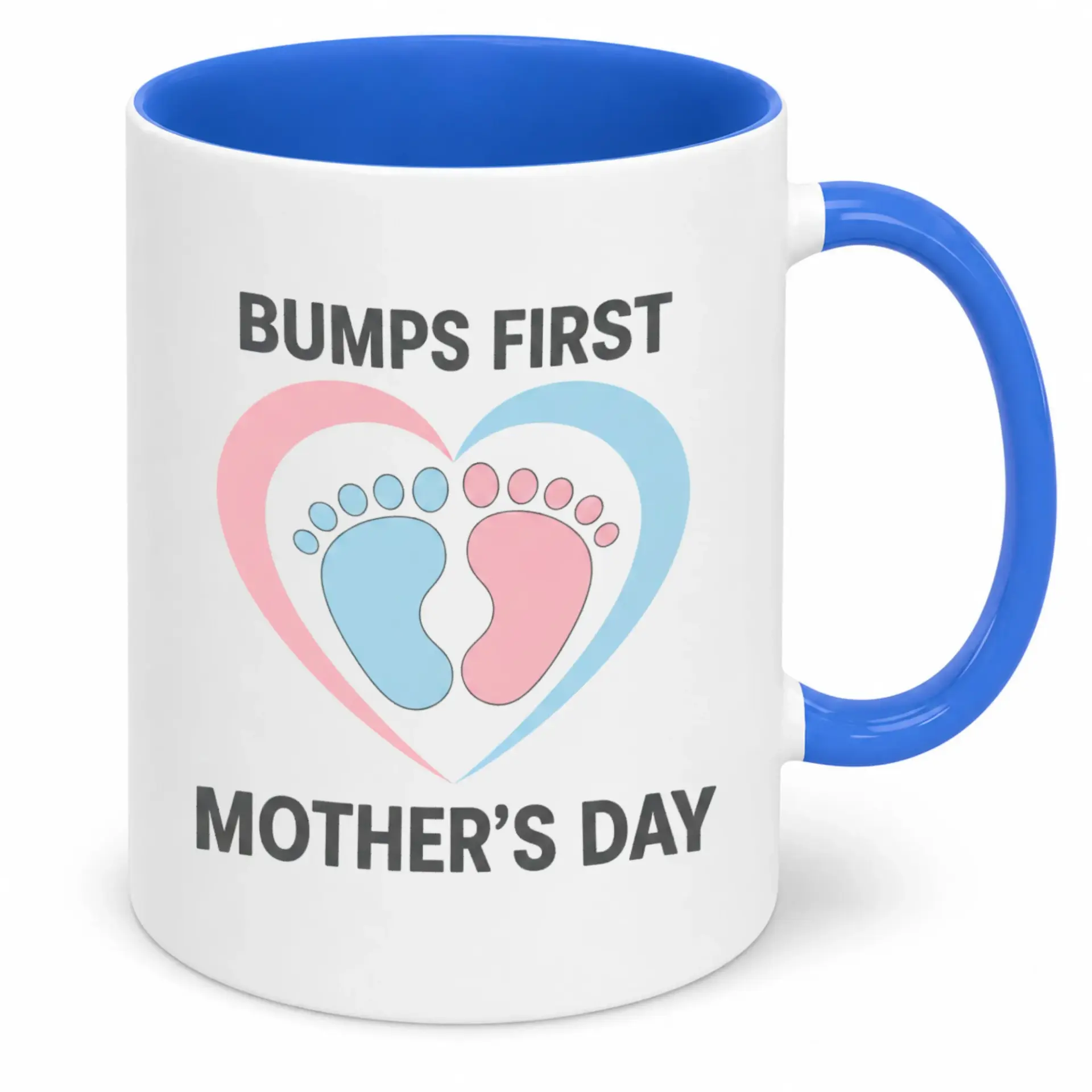 Pregnancy Announcement Coffee Mug Expectant Mom's First Mother's Day Ceramic Cup with Baby Feet Heart Design 11oz or 15oz Gift