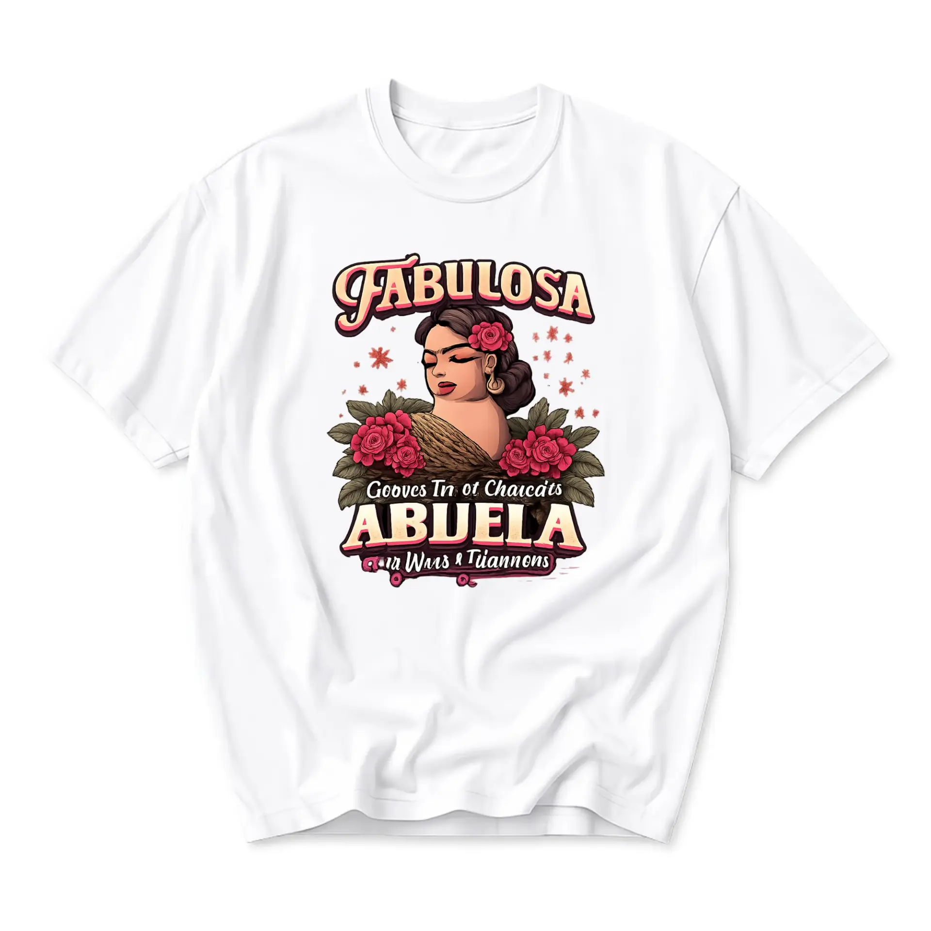 Graphic Tee Fabulosa Abuela Floral Illustration Unisex Casual Short Sleeve Crew Neck Cotton Blend Soft Everyday Shirt