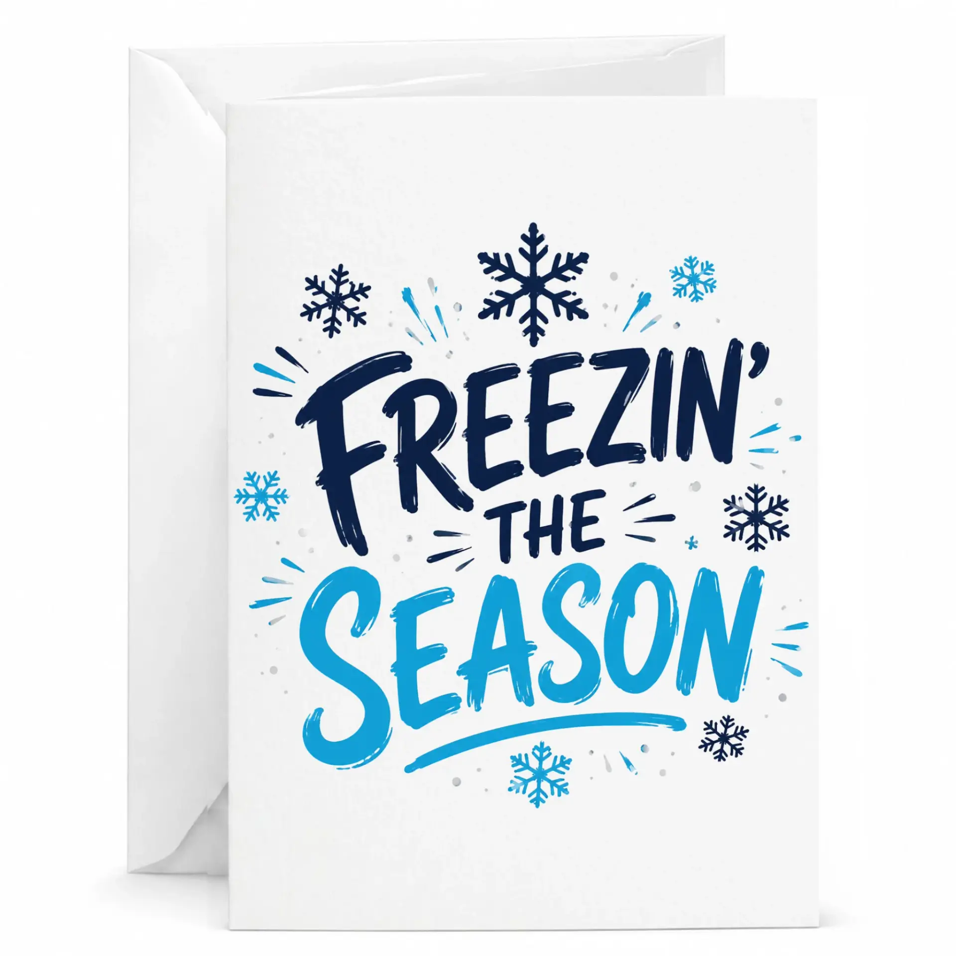 Greeting Card Freezin the Season Winter Holiday Stationery Note Card with Matching Envelope for Seasonal Well Wishes