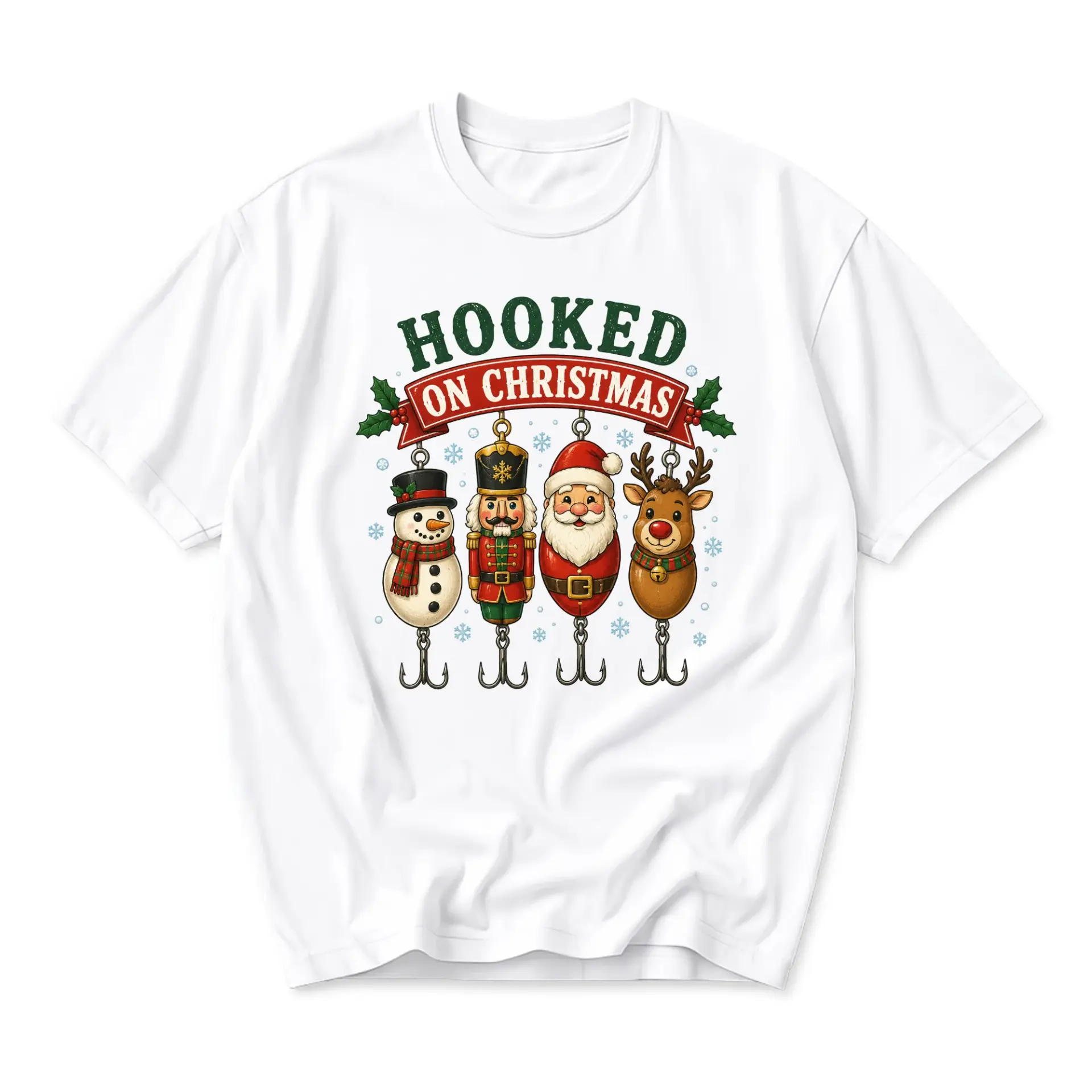 Funny Shirt on Christmas Graphic Tee Featuring Festive Holiday Fishing Lure