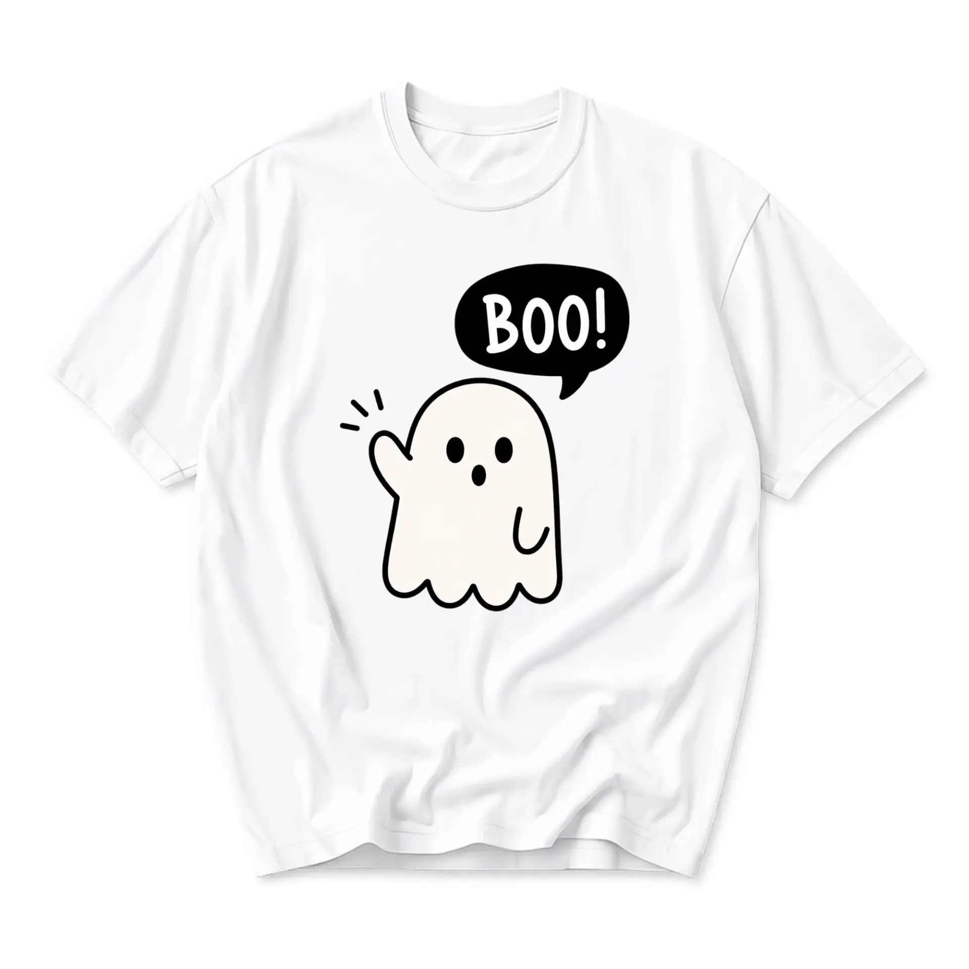Funny Shirt Ghost Boo Graphic Tee Unisex Crew Neck Short Sleeve Casual Cotton Blend Top for Everyday Seasonal Wear