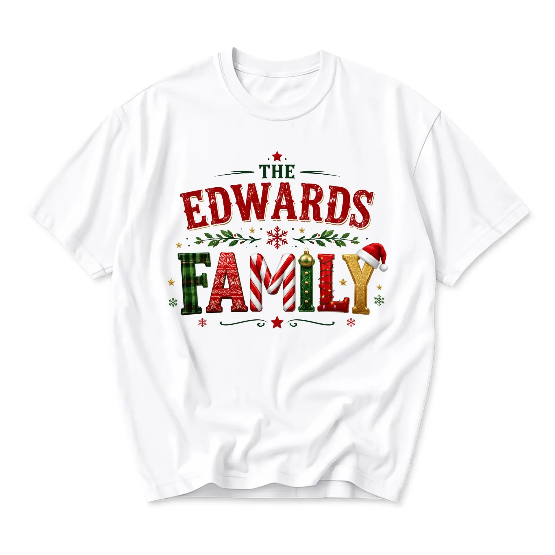Graphic Tee the Edwards Family Personalized Holiday Shirt Unisex Casual Crew Neck Top for Festive Seasonal Gathering Events