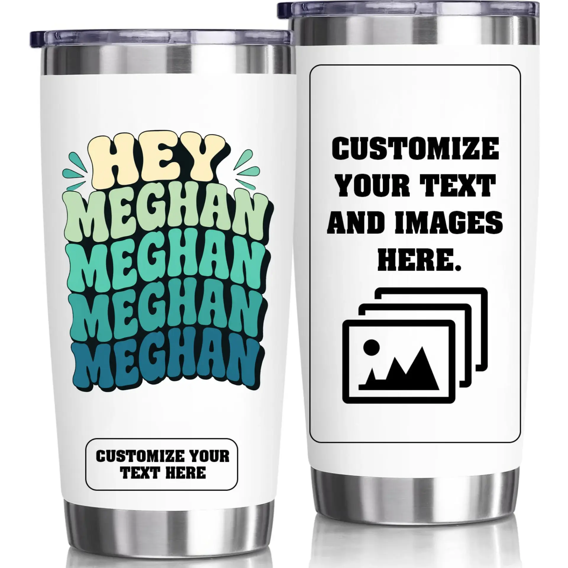 Stainless Steel Tumbler Customizable Retro Text Design 20oz Vacuum Insulated Cup for Coffee and Travel Beverages